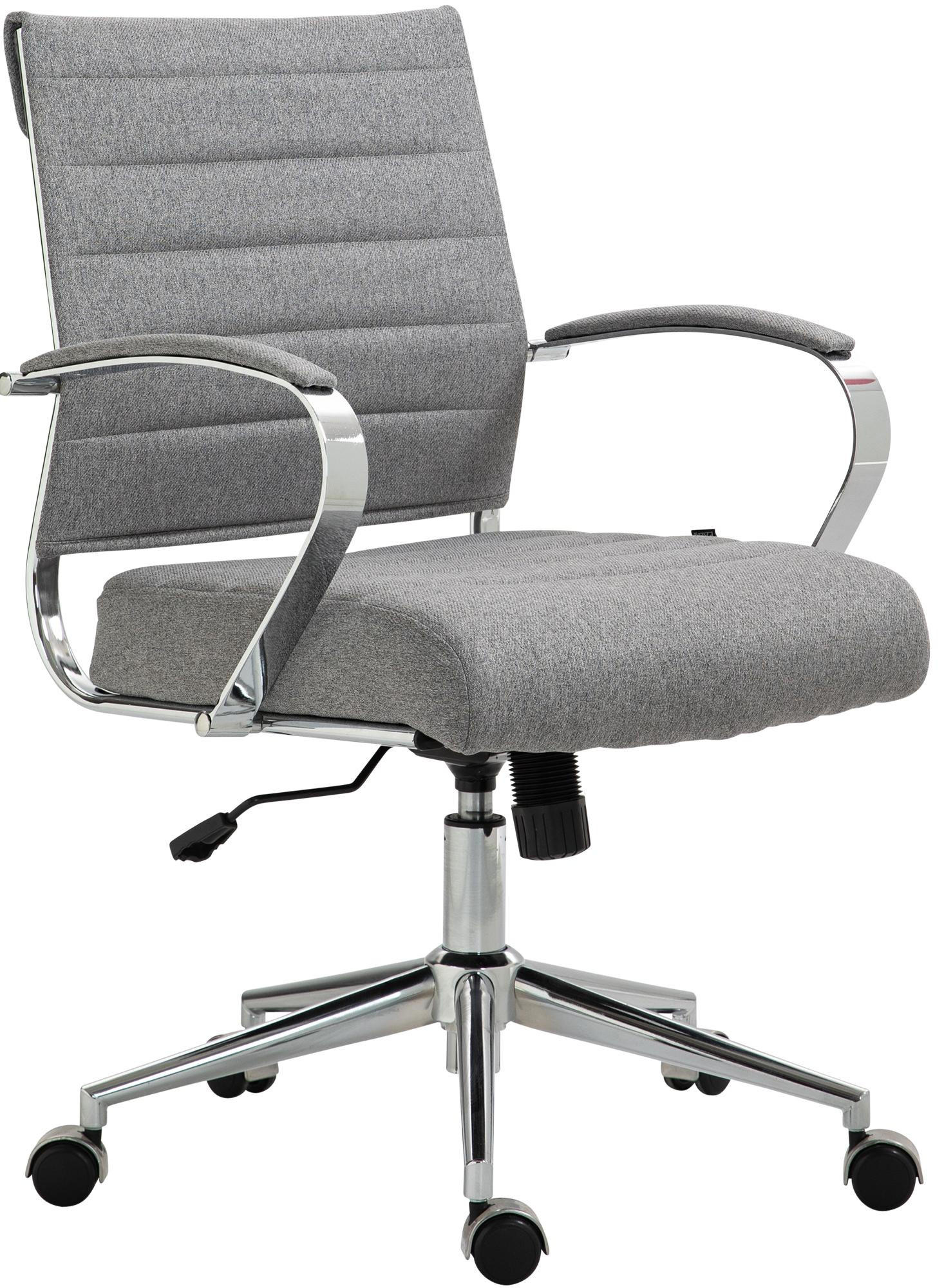 DREHSTUHL Stoff grau - Chromfarben/Grau, Leder/Textil (57/90/62cm) - CLP