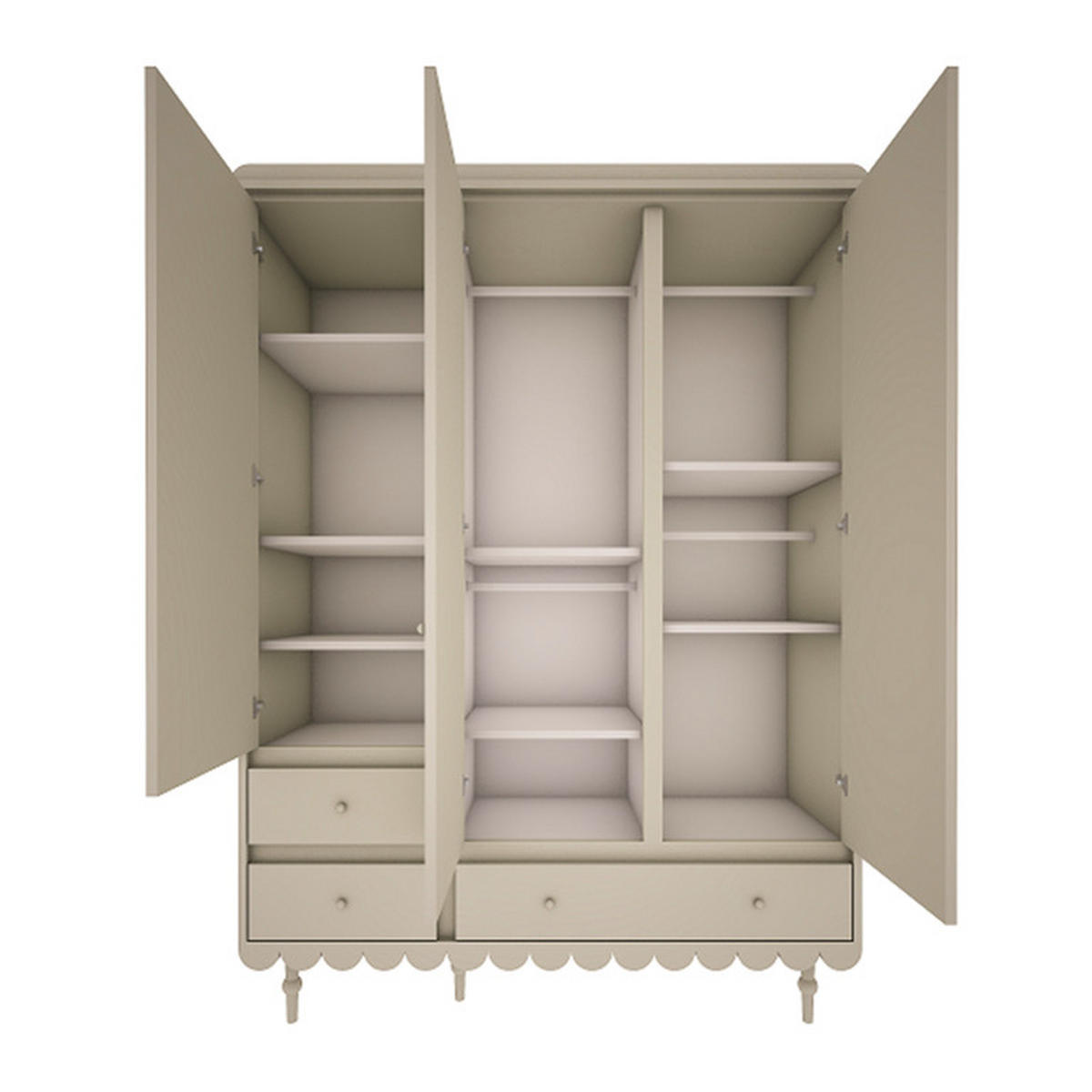 SKŘÍŇ 3DVEŘOVÁ Babushka Olive - zelená barva, kompozitní dřevo (154/203/50cm) - Petits-meubles