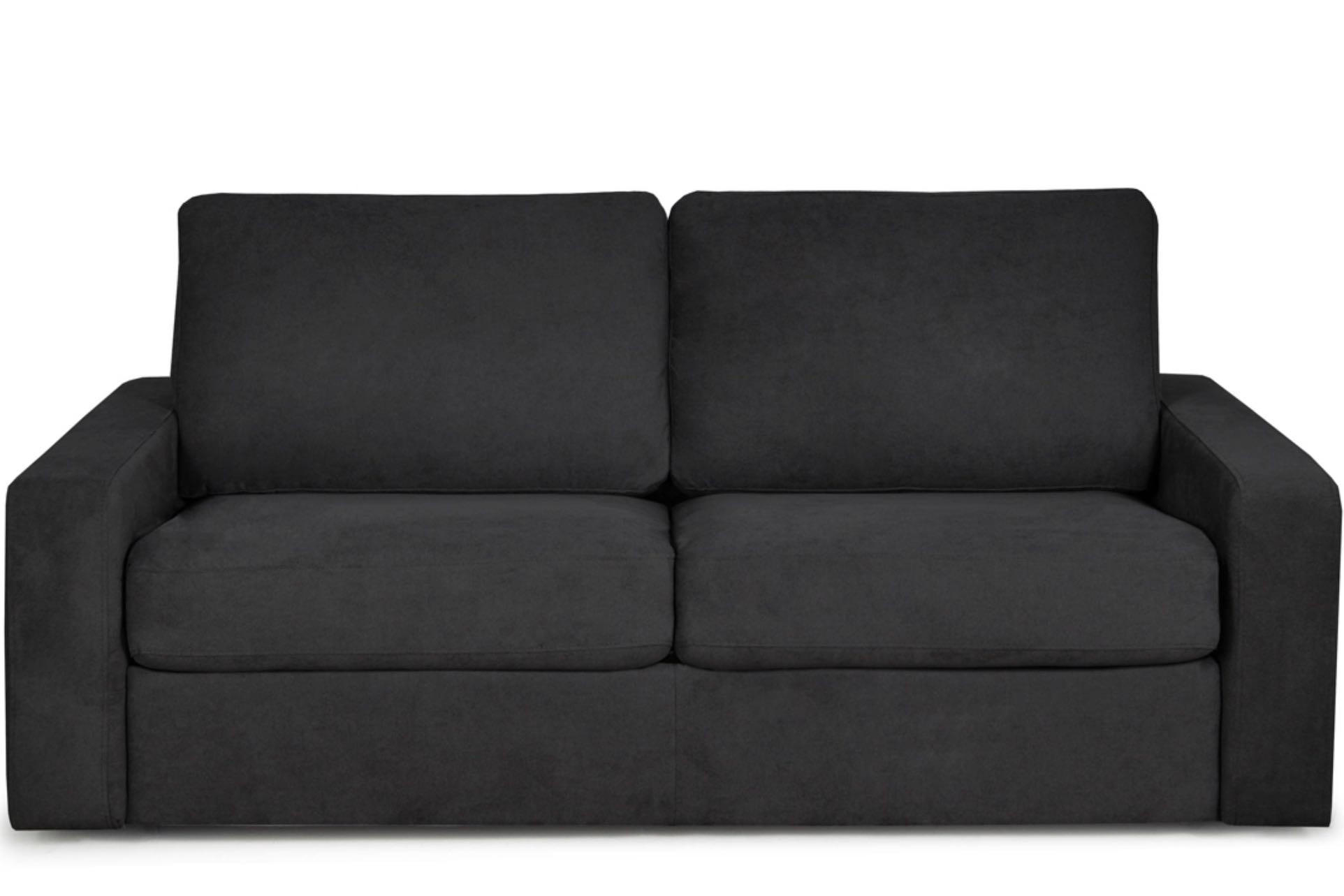 SCHLAFSOFA MENTO 3 Personen mit Unterfederung und Matratze, schwarz - Schwarz, Textil (100/90/195cm) - KONSIMO®