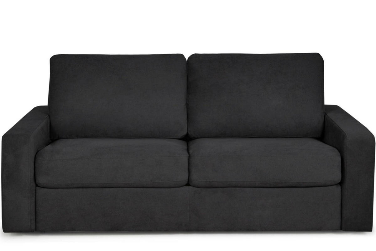 SCHLAFSOFA MENTO 3 Personen mit Unterfederung und Matratze, schwarz - Schwarz, Textil (100/90/195cm) - KONSIMO®