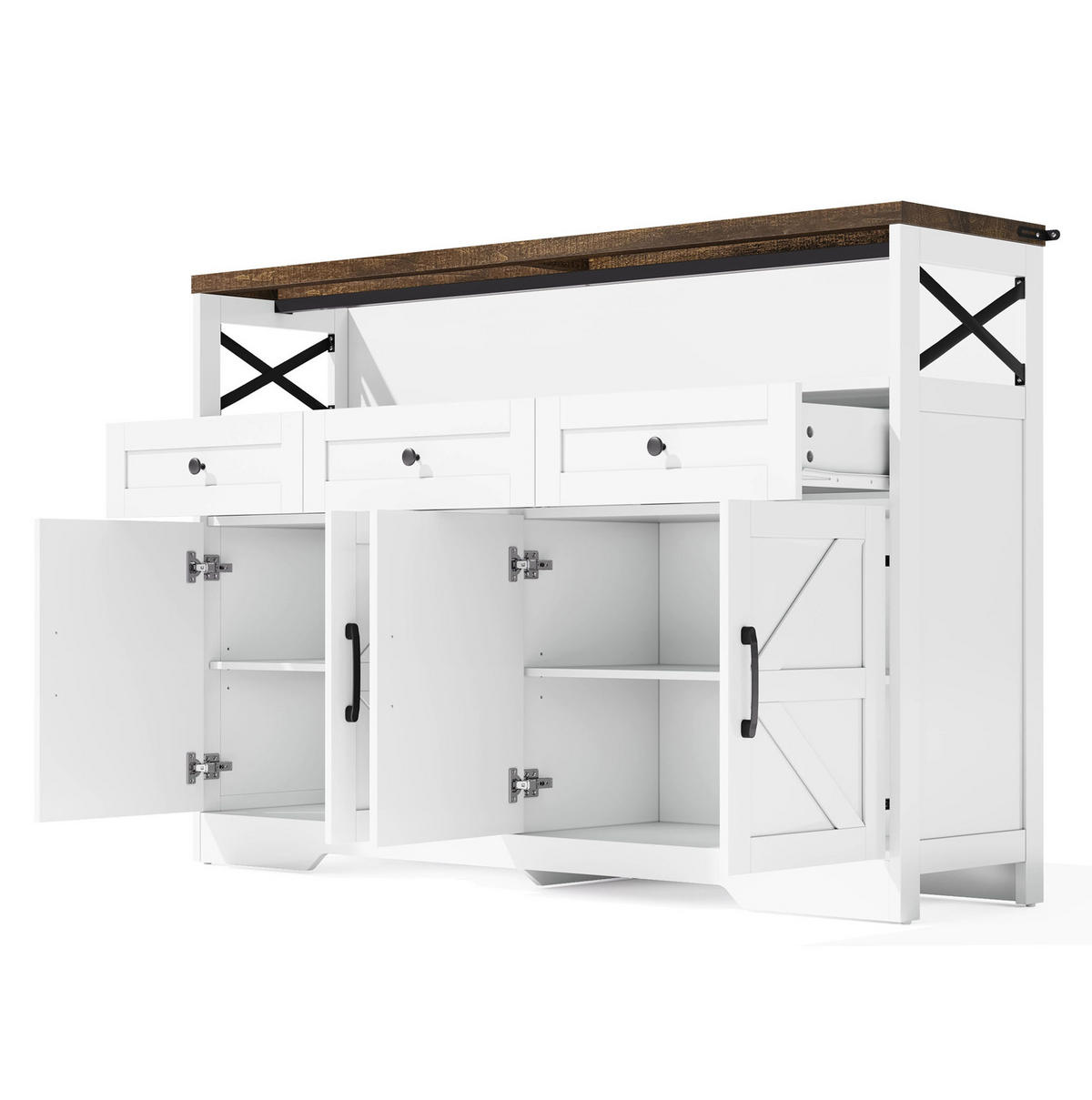 SIDEBOARD 140/35/95 cm mit 2 Türen, 3 Schubladen & offenem Fach - Braun, Holzwerkstoff (140/95/35cm) - BEAOK
