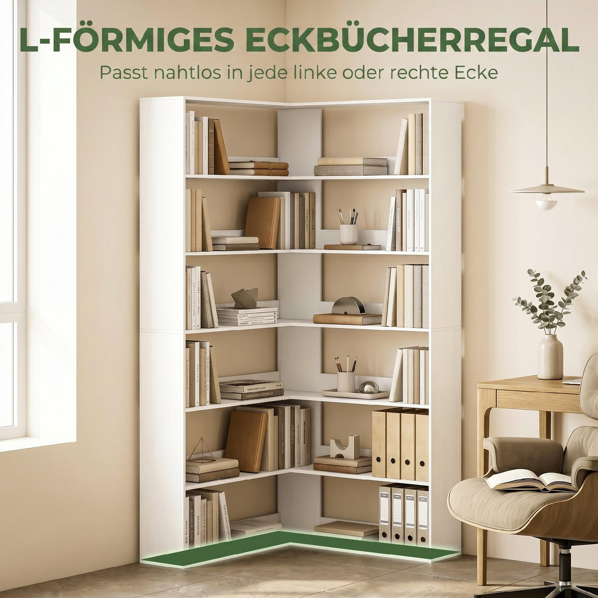 ECKREGAL Weiß 90/90/180 cm - Weiß, Holzwerkstoff (90/180/90cm) - PANGIVO