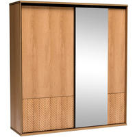 SCHIEBETÜRENSCHRANK Fun mit 2 Türen und Spiegel - Eichefarben, Holzwerkstoff (200/217/60cm) - Beautysofa