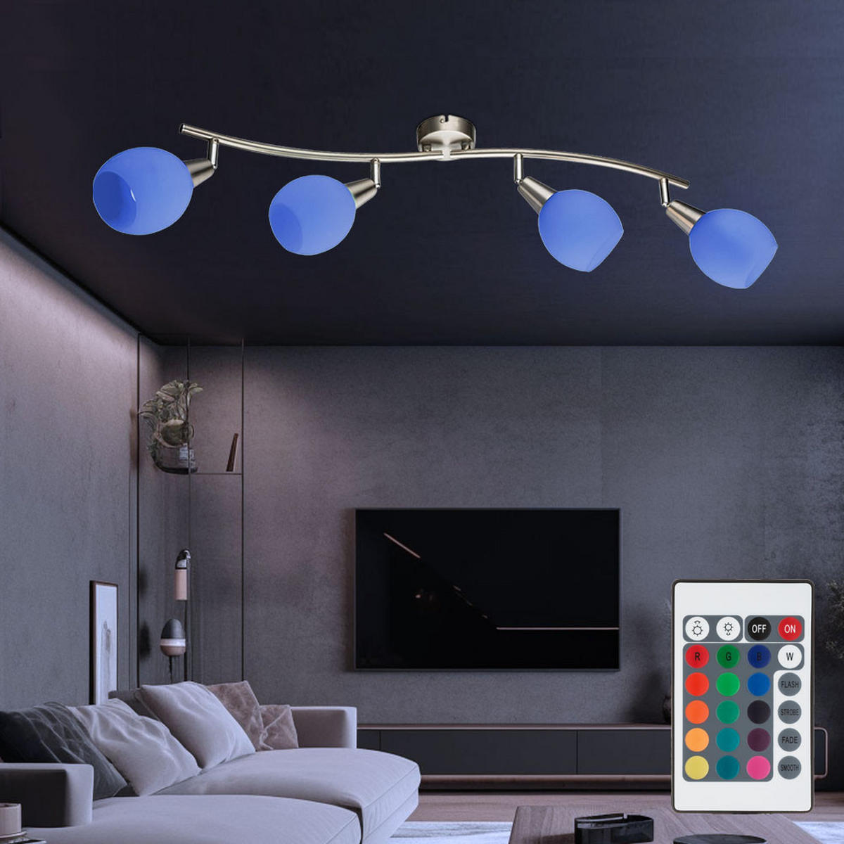 LED DECKENLEUCHTE Elliott Silber Metall Glas - Silberfarben, Glas (70/31.5/23cm) - Globo Lighting