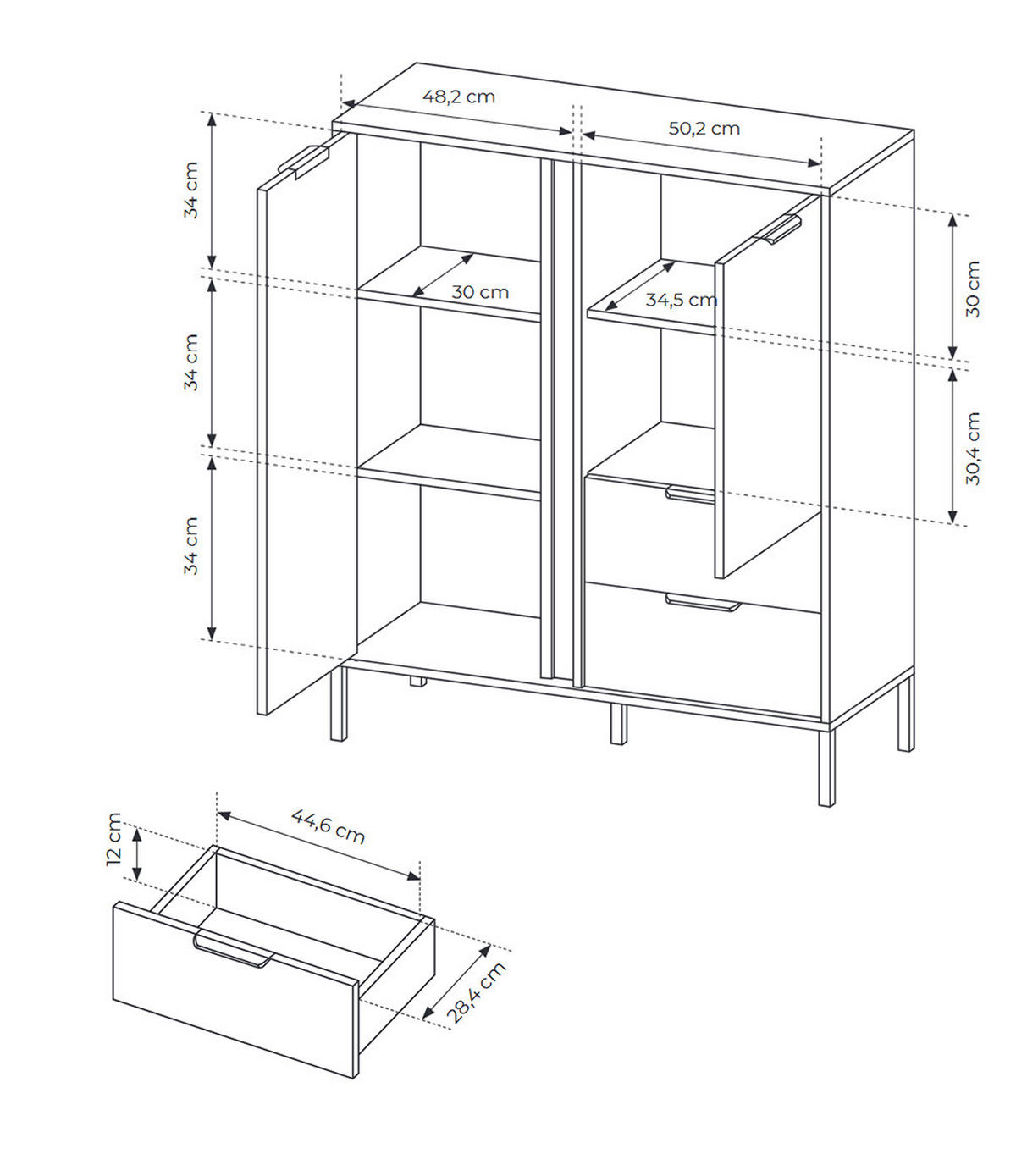 HIGHBOARD Lars anthrazit / gold 103,3 / 39,5 / 123,4 cm - Anthrazit, Holz/Holzwerkstoff (103.3/123.4/39.5cm) - Feldmann-Wohnen