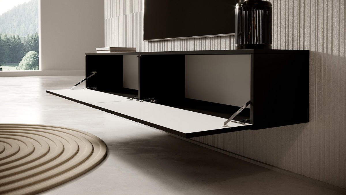 TV-HÄNGEBOARD Veldio Schwarz 175 cm - Schwarz, Holzwerkstoff (175/28.5/31.6cm) - Selsey