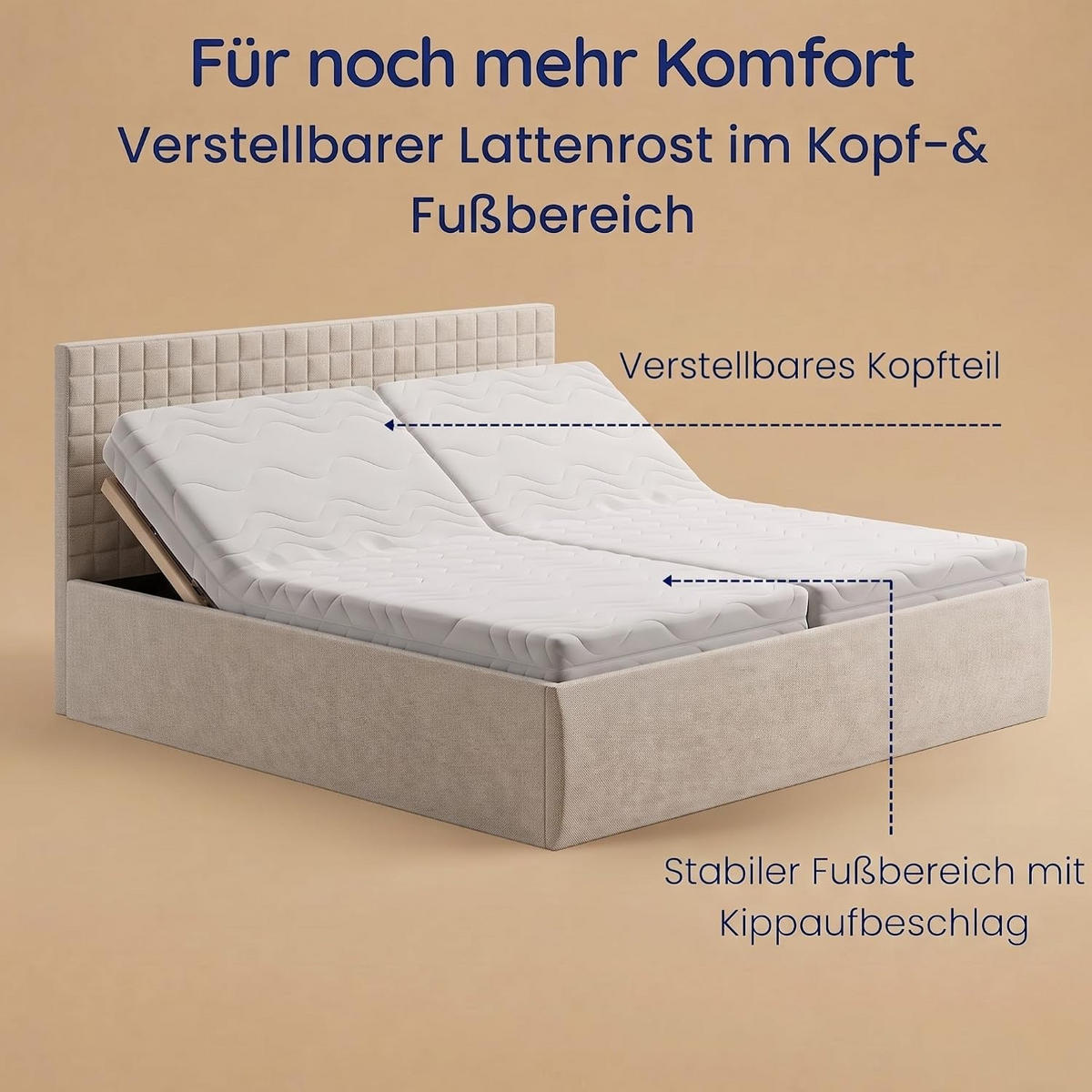 POLSTERBETT VARDO-Stoff 160x200 cm in Beige - Beige, Textil (160/200cm) - Home Collective