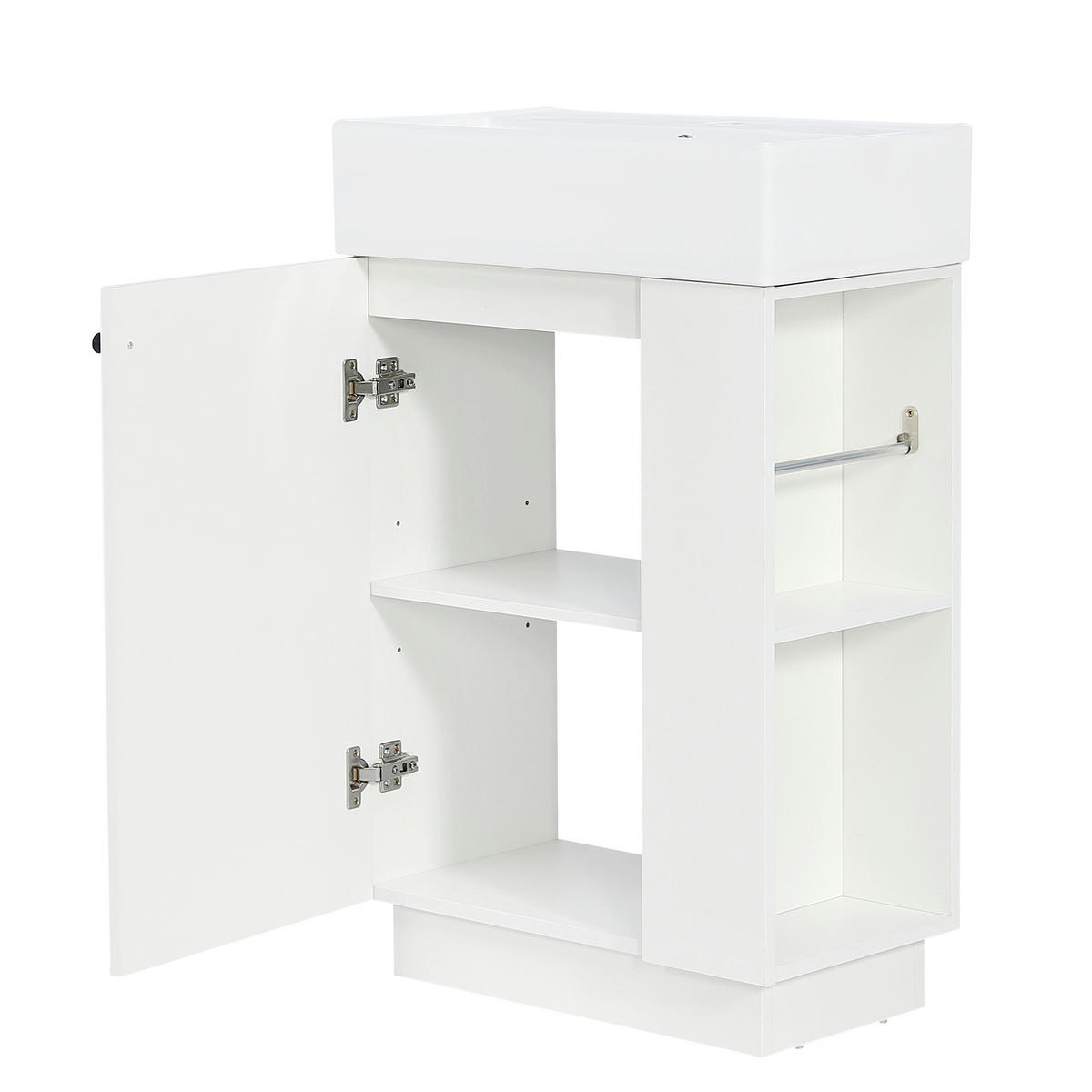 BADEZIMMERSCHRANK Waschbeckenunterschrank Rillenoptik Keramik 55cm - Weiß, Keramik (55/87/32cm) - FLIEKS