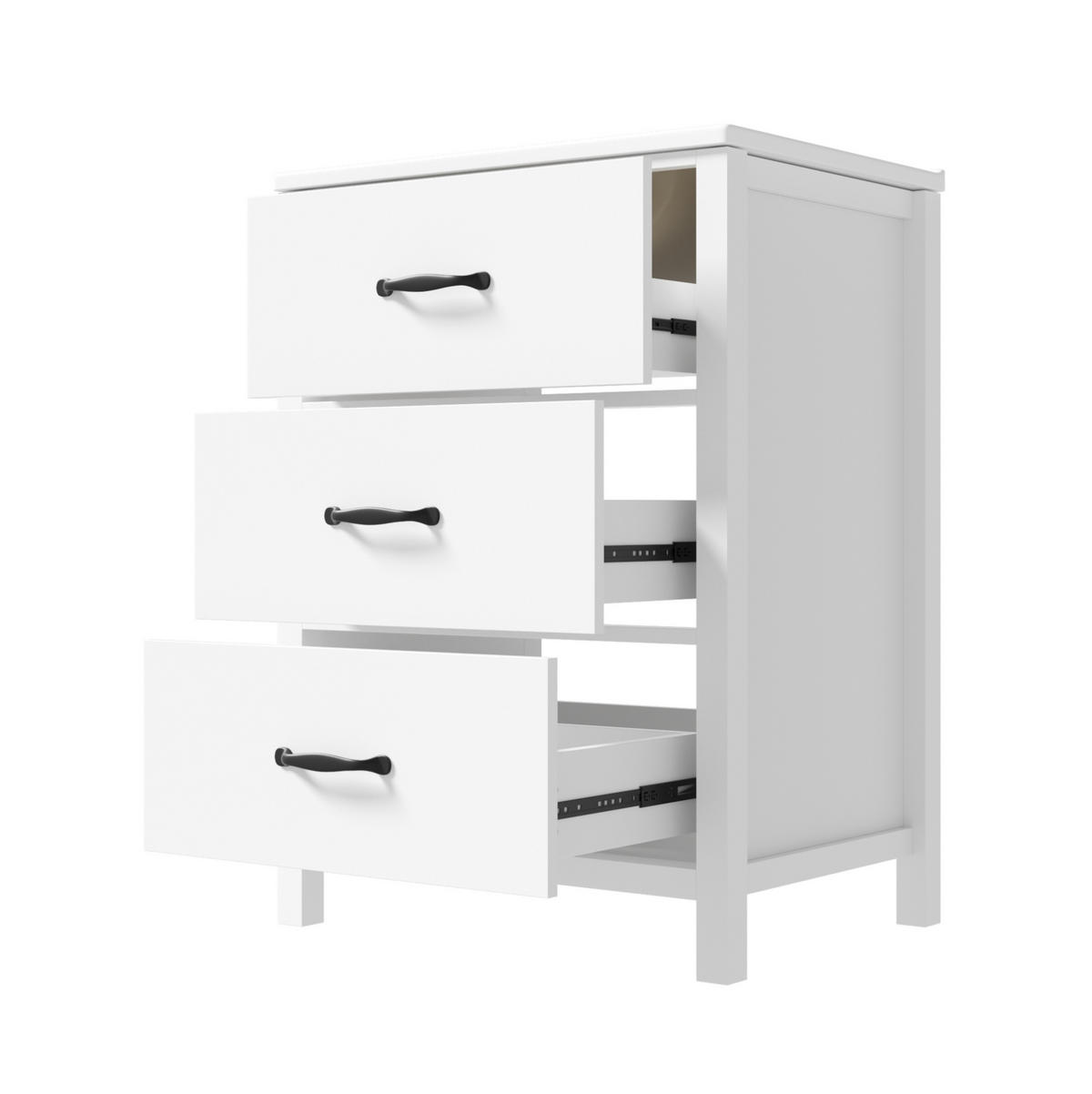 FREISTEHENDER Waschtisch aus MDF und Keramik 61x47x83 cm Weiß mit 3 Schubladen und Keramikbecken - Weiß, Keramik (61/83/47cm) - Modfu