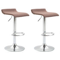 BARHOCKER Dynasty Two, 2er Set, Gestell Metall in Chromoptik, Stoff Braun - Chromfarben/Braun, Textil/Metall (36/84/39cm) - TPFLiving