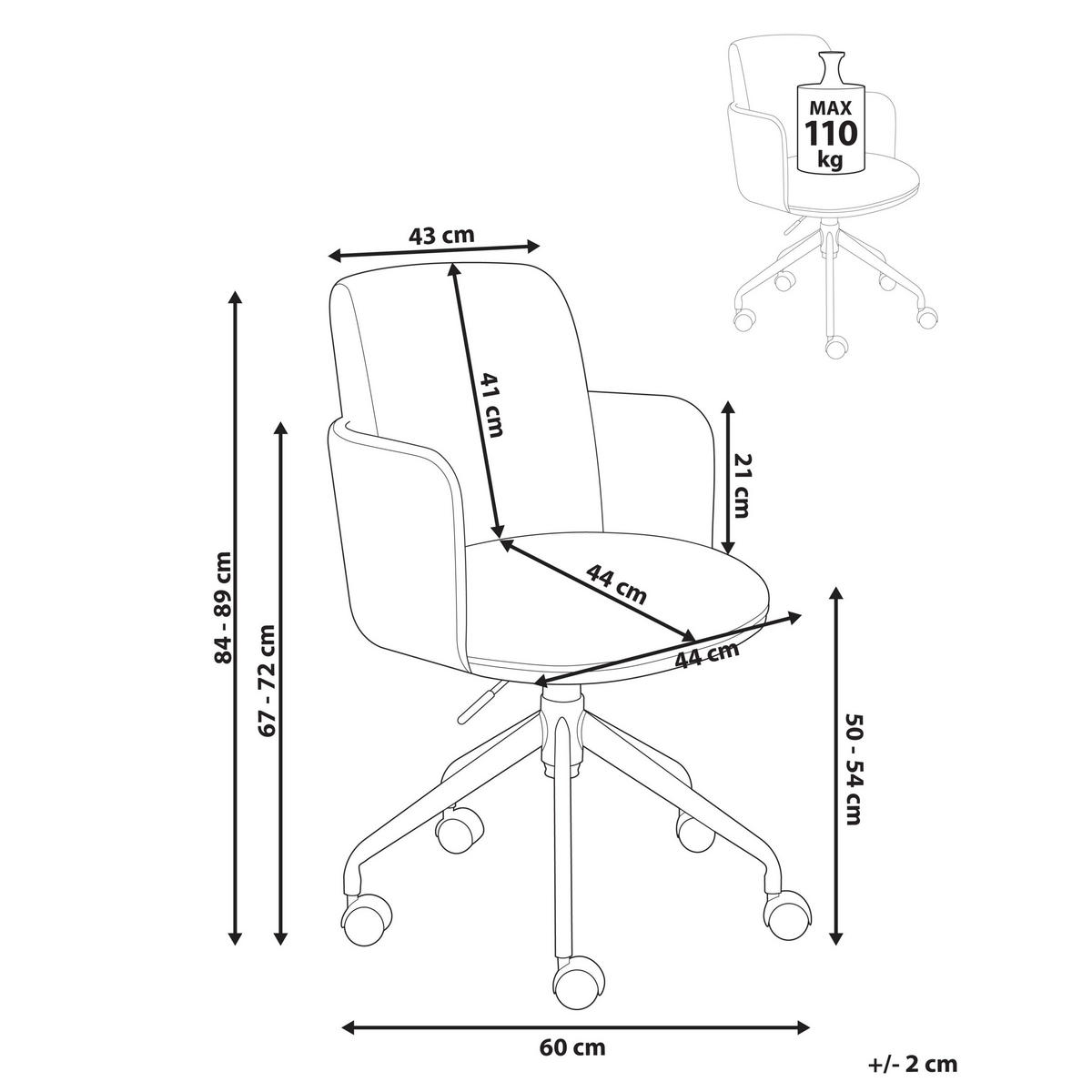 BÜROSTUHL Cord Dunkelgrün Dryden - Weiß/Grün, Textil (60/84/60cm) - Beliani
