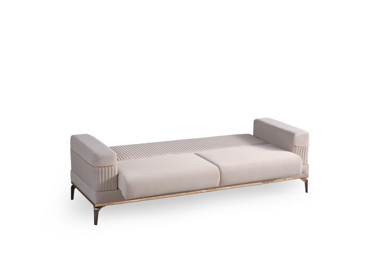 SOFA Cusco 3-Sitzer Mikrofaser Webstoff Beige - Beige, Kunststoff/Textil (230/84/90cm)