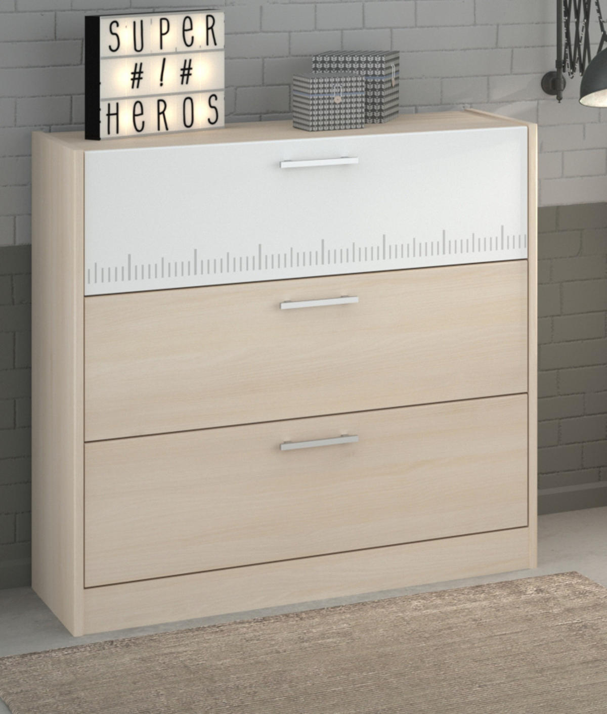 JUGENDZIMMER Set mit Stauraumbett 140 x 200 Schreibtisch Kommode - Silberfarben/Weiß, Holz/Holzwerkstoff (140/79/200cm) - Parisot Meuble