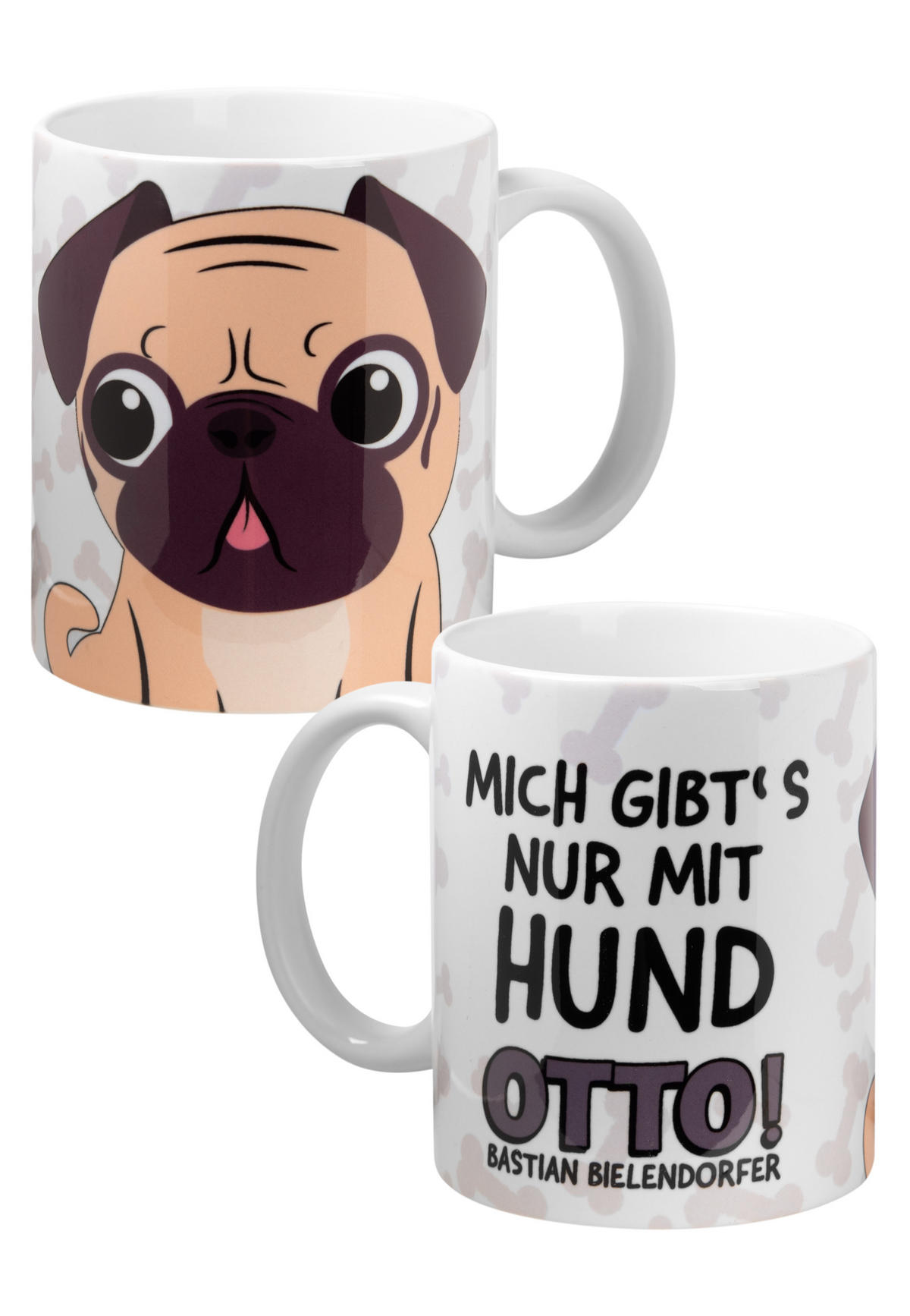 KAFFEEBECHER Bastian Bielendorfer Mops Otto! Mich gibt's nur mit Hund Weiß 320 ml - Weiß, Keramik (0.32L) - United Labels