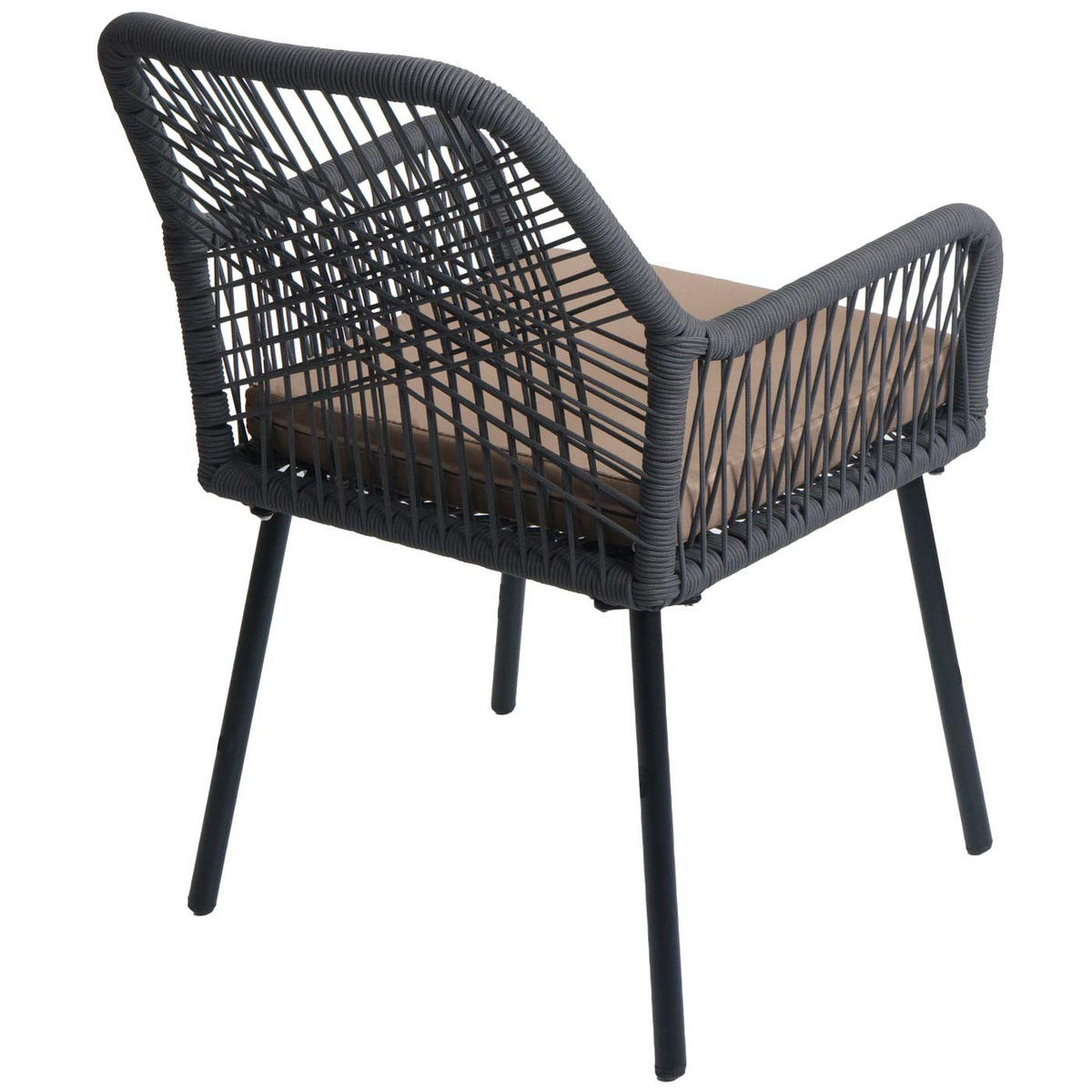 GARTENSTUHL 2er-Set 81x54x62cm Aluminium Seilgeflecht Rope Anthrazit - Beige, Metall (54/81/62cm) - PROREGAL