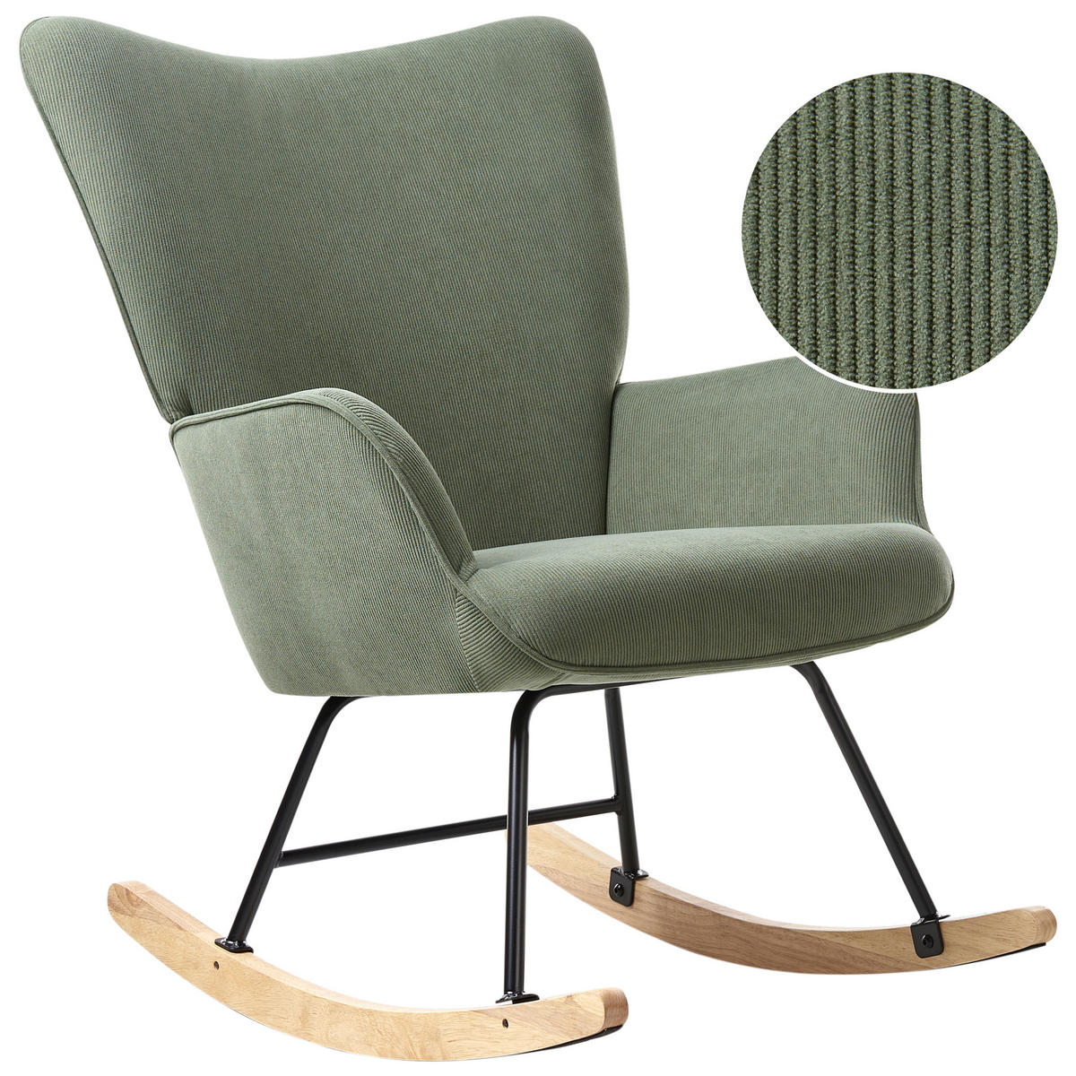 SCHAUKELSESSEL Cord Dunkelgrün Arset - Grün, Textil (71/104/83cm) - Beliani