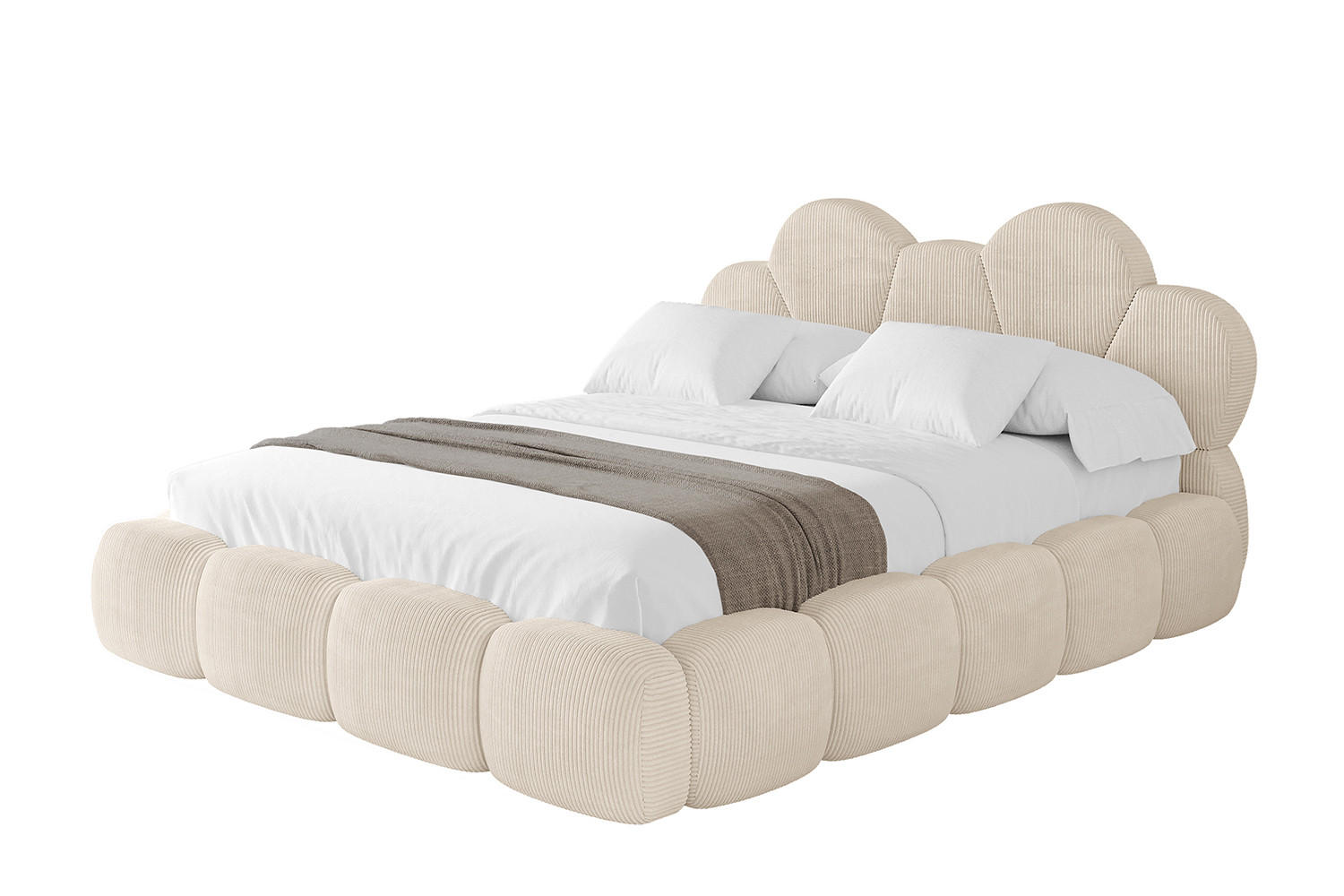 POLSTERBETT mit Bettkasten und Lattenrost, Bett mit Matratze H3/H4 - LANA 180x200 Beige - Creme, Holzwerkstoff/Textil (180/200cm) - ALTDECOR