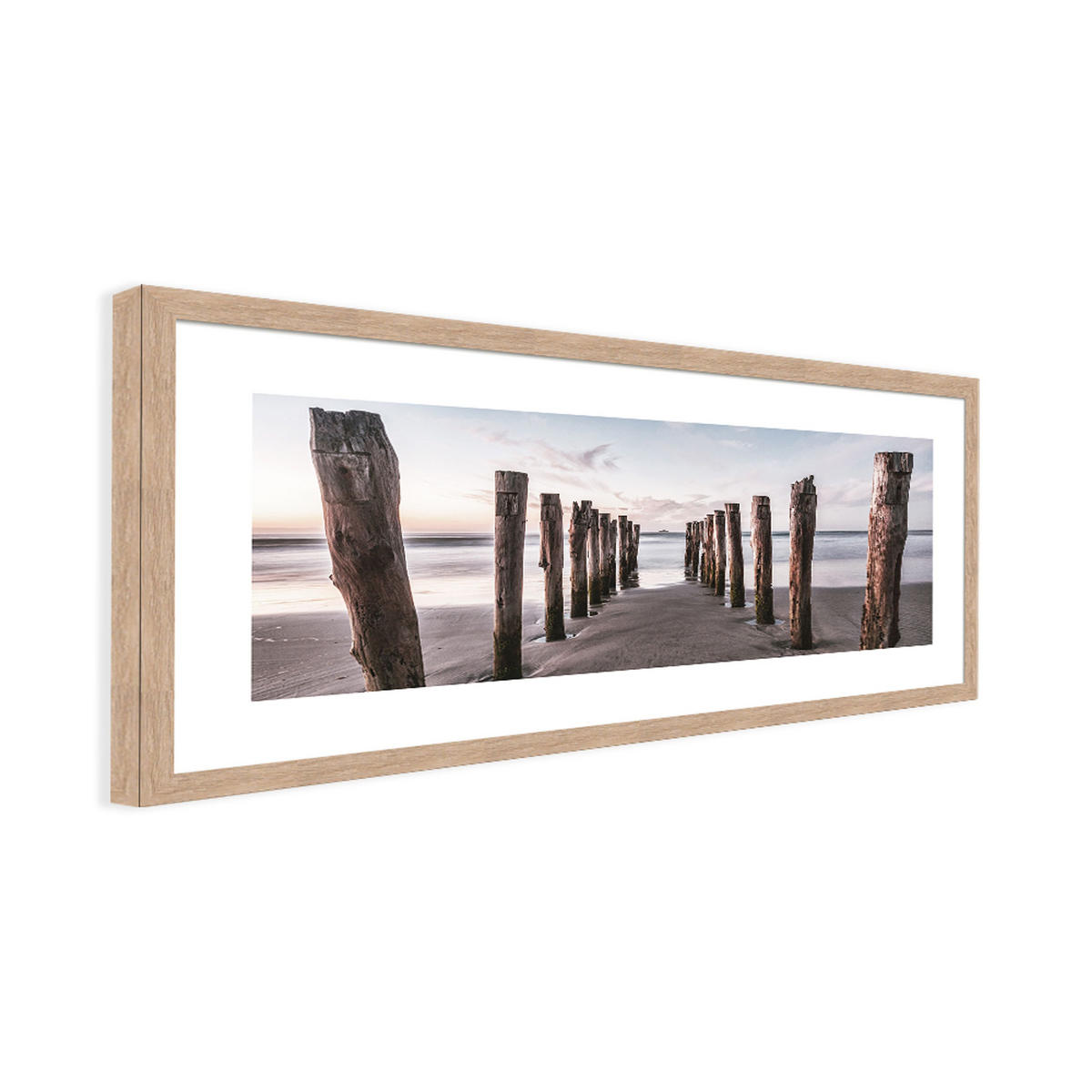 POSTER mit Rahmen 70x30 cm Strandlandschaft Meer - Beige, Holz (71/30cm) - artissimo