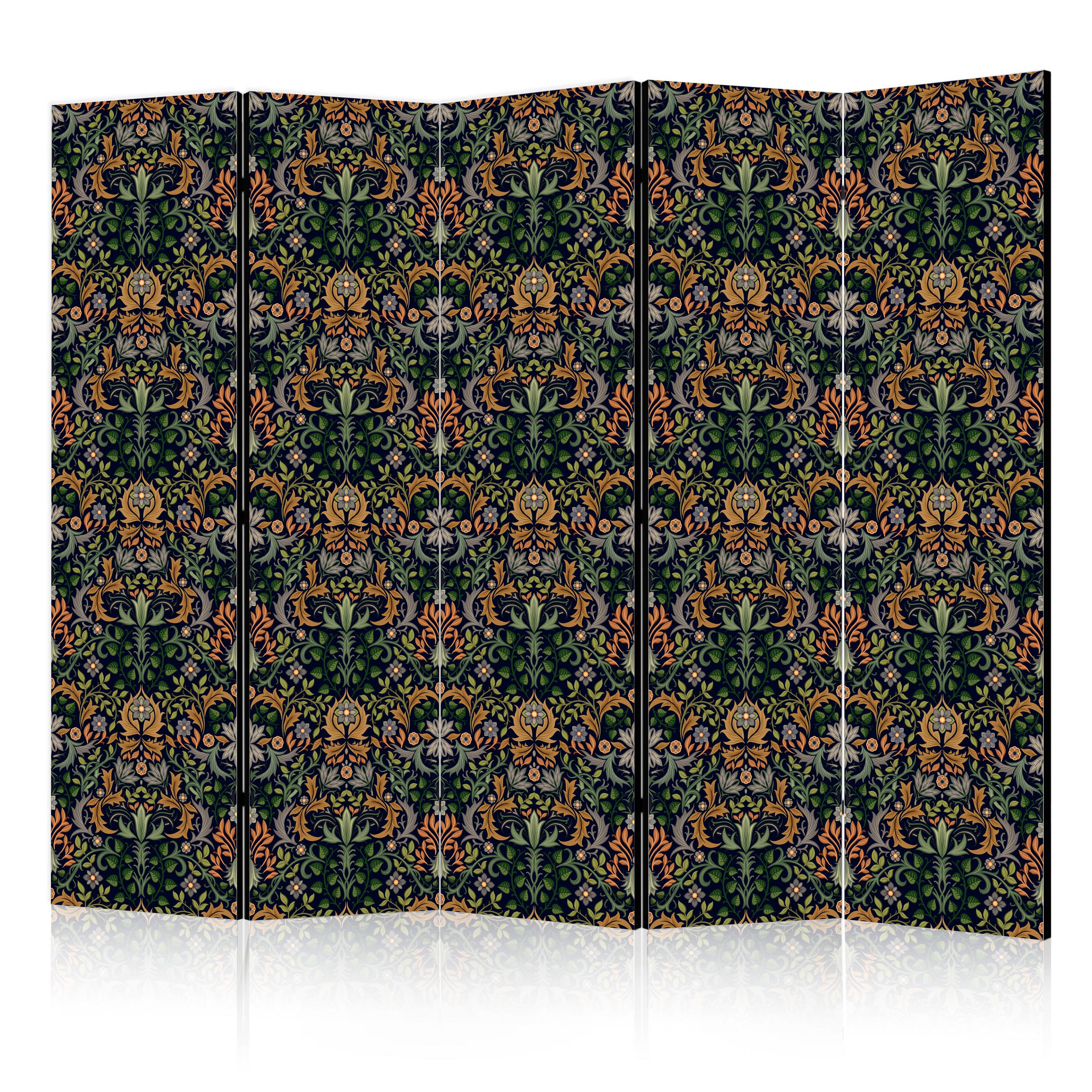 PARAVÁN Akustický 5-dielny 225x172 cm Viktoriánsky Štýl - viacfarebná, drevo/textil (225/172/3cm) - Muralo