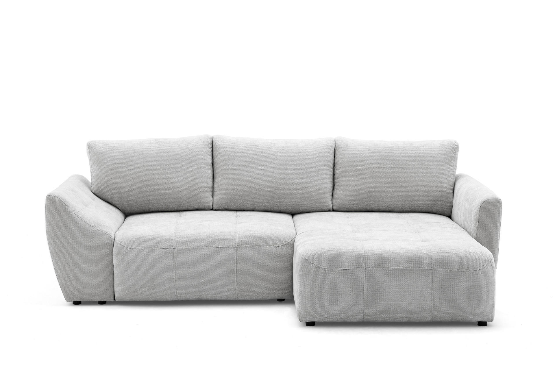 ECKSOFA NICE L Rechts mit Schlaffunktion 137x204 Chenille Hellgrau - Hellgrau/Schwarz, Holz/Textil (165/260cm) - Muffo