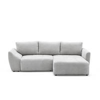 ECKSOFA NICE L Rechts mit Schlaffunktion 137x204 Chenille Hellgrau - Hellgrau/Schwarz, Holz/Textil (165/260cm) - Muffo