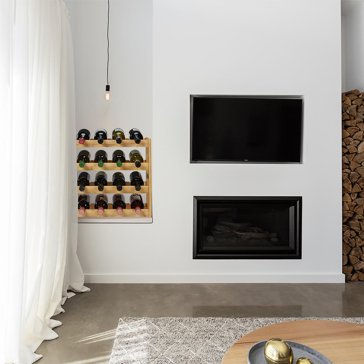 WEINREGAL - Hellbraun, Holz (45/42.5/23.5cm) - Relaxdays