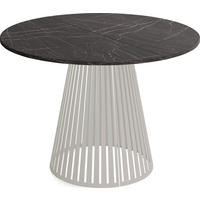 ESSTISCH Naro rund ausziehbar mit Lamellen-Metallgestell in Grau-Beige, Marmor Schwarz 100-180/100/76 cm - Kaschmir/Beige, Holzwerkstoff/Metall (100/176/76cm) - WFL GROUP