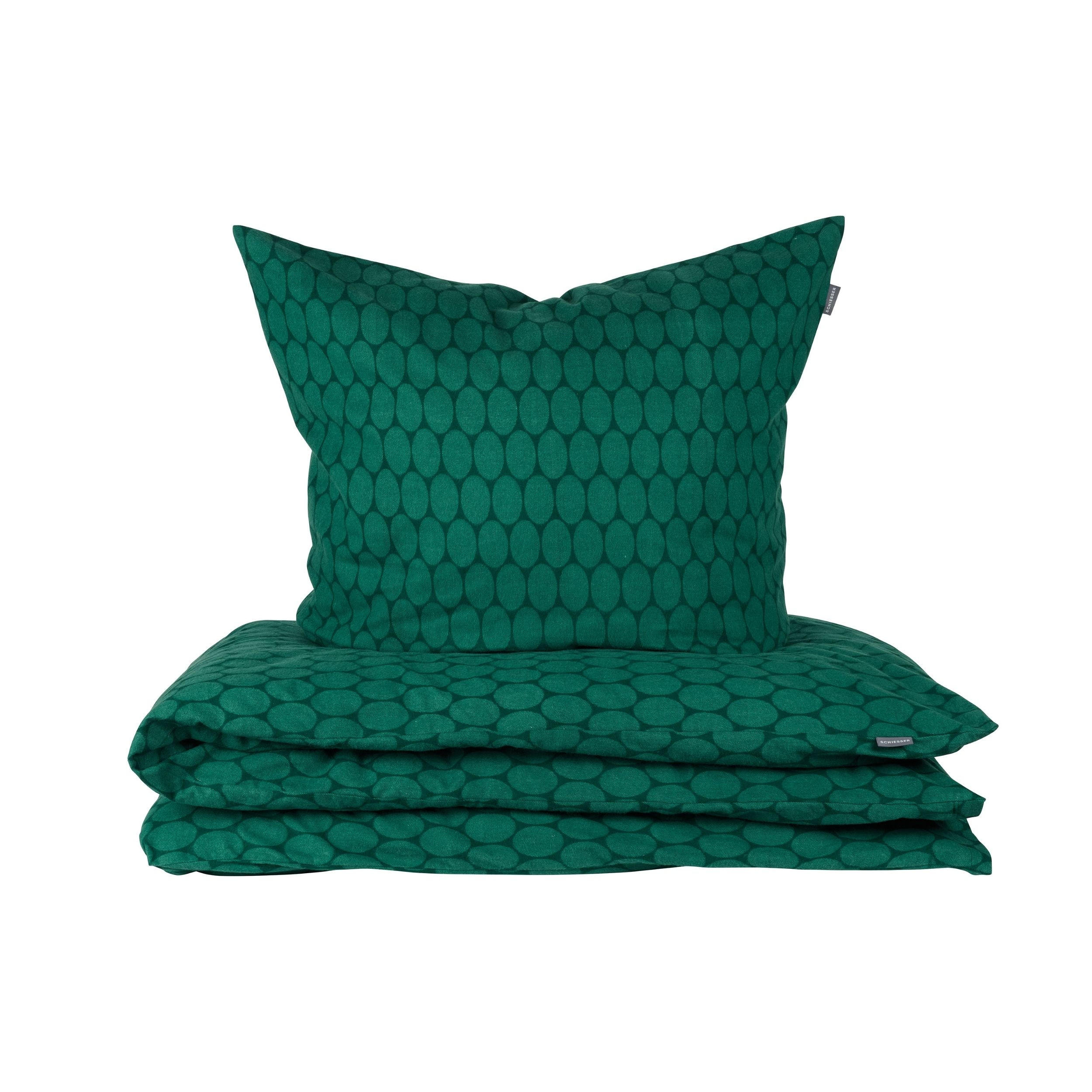 BETTWÄSCHESET Drops - Feinbiber - 2-teilig - 135x200 cm - Smaragd - Smaragdgrün, Textil (135/200cm) - SCHIESSER