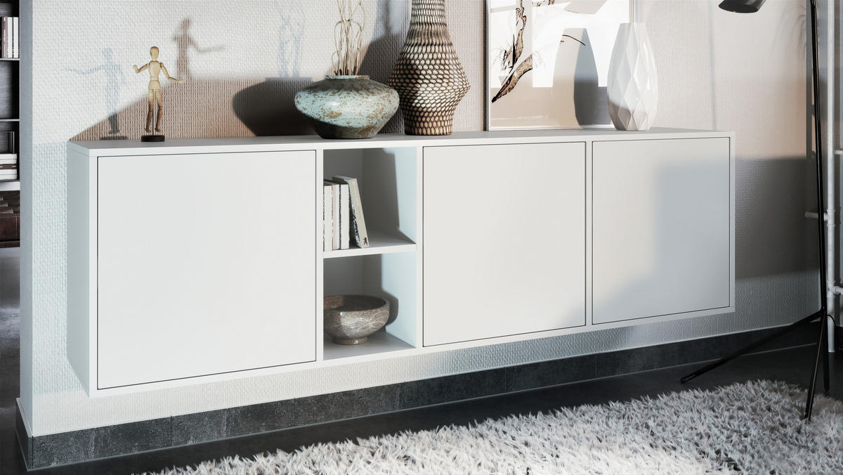SIDEBOARD Cuba Türen in Weiß matt - Weiß, Holzwerkstoff (182/53/35cm) - Vladon