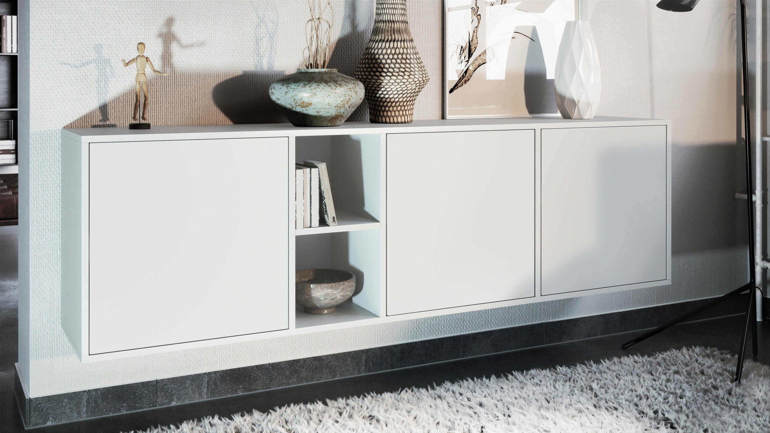 Thumbnail - Vladon Sideboard, Weiß, Holzwerkstoff, 182x53x35 cm, Wohnzimmer, Kommoden & Sideboards, Sideboards