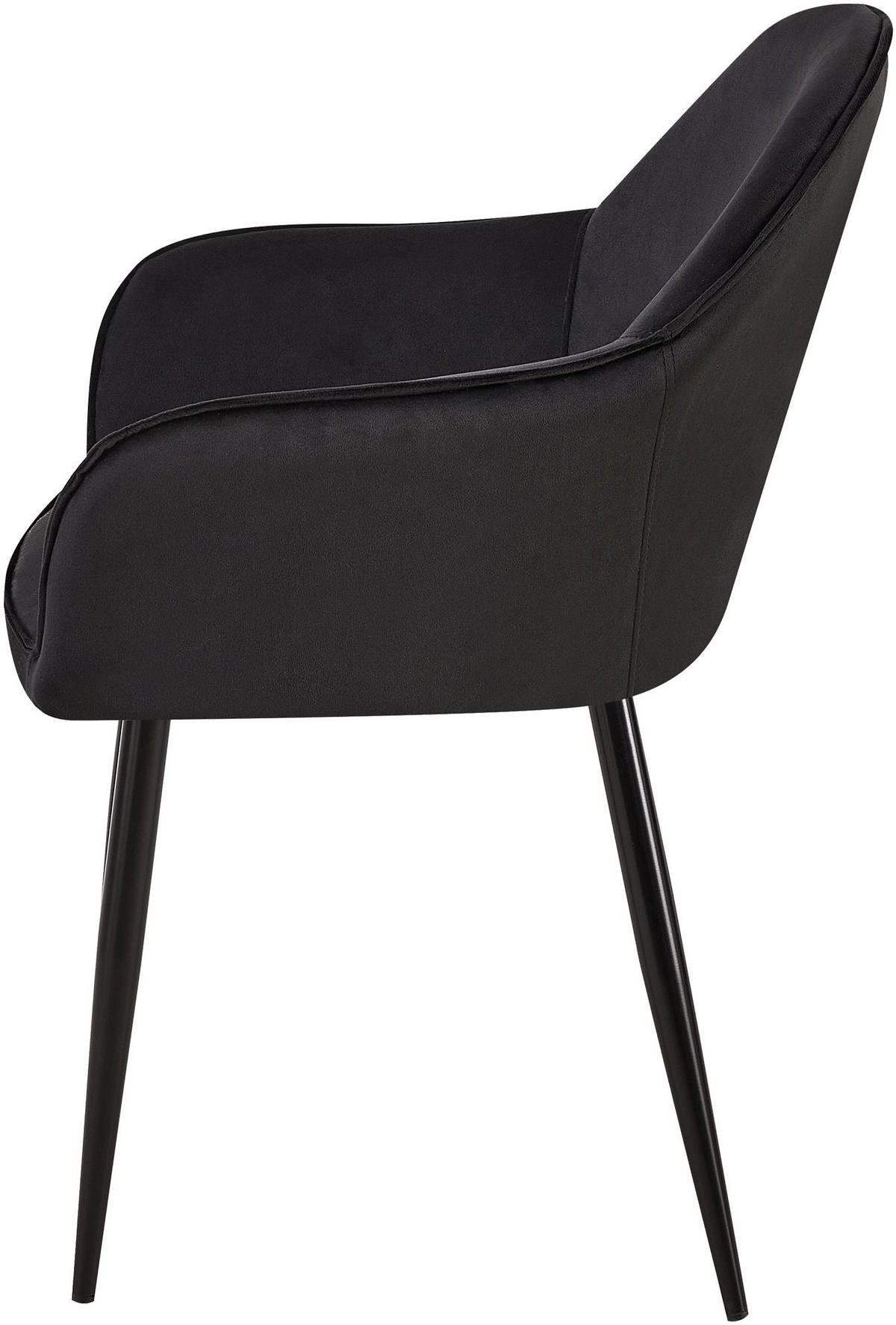 ARMLEHNENSTUHL Samt schwarz - Schwarz, Textil/Metall (60/84/60cm) - CLP