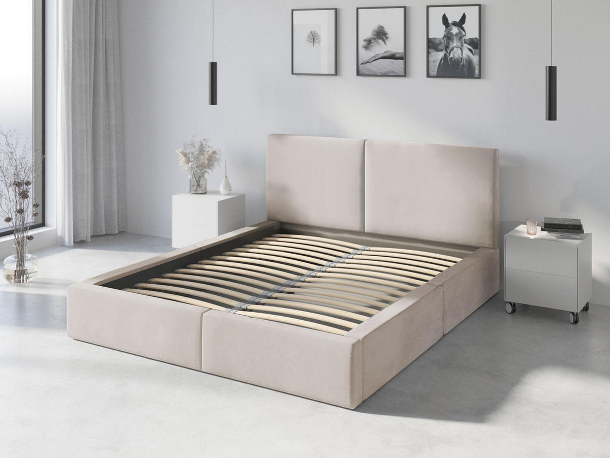 POLSTERBETT Hilton mit Stauraum - Kaschmir, Textil (160/200cm) - Interbeds