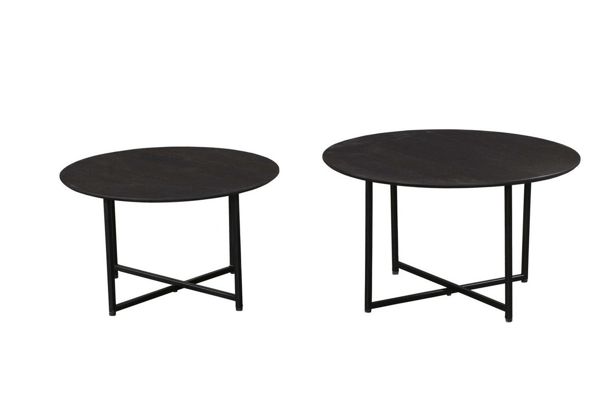 COUCHTISCH Darlington Mangoholz Durchmesser 60 cm Schwarz - Schwarz, Holz (70/70/40cm)