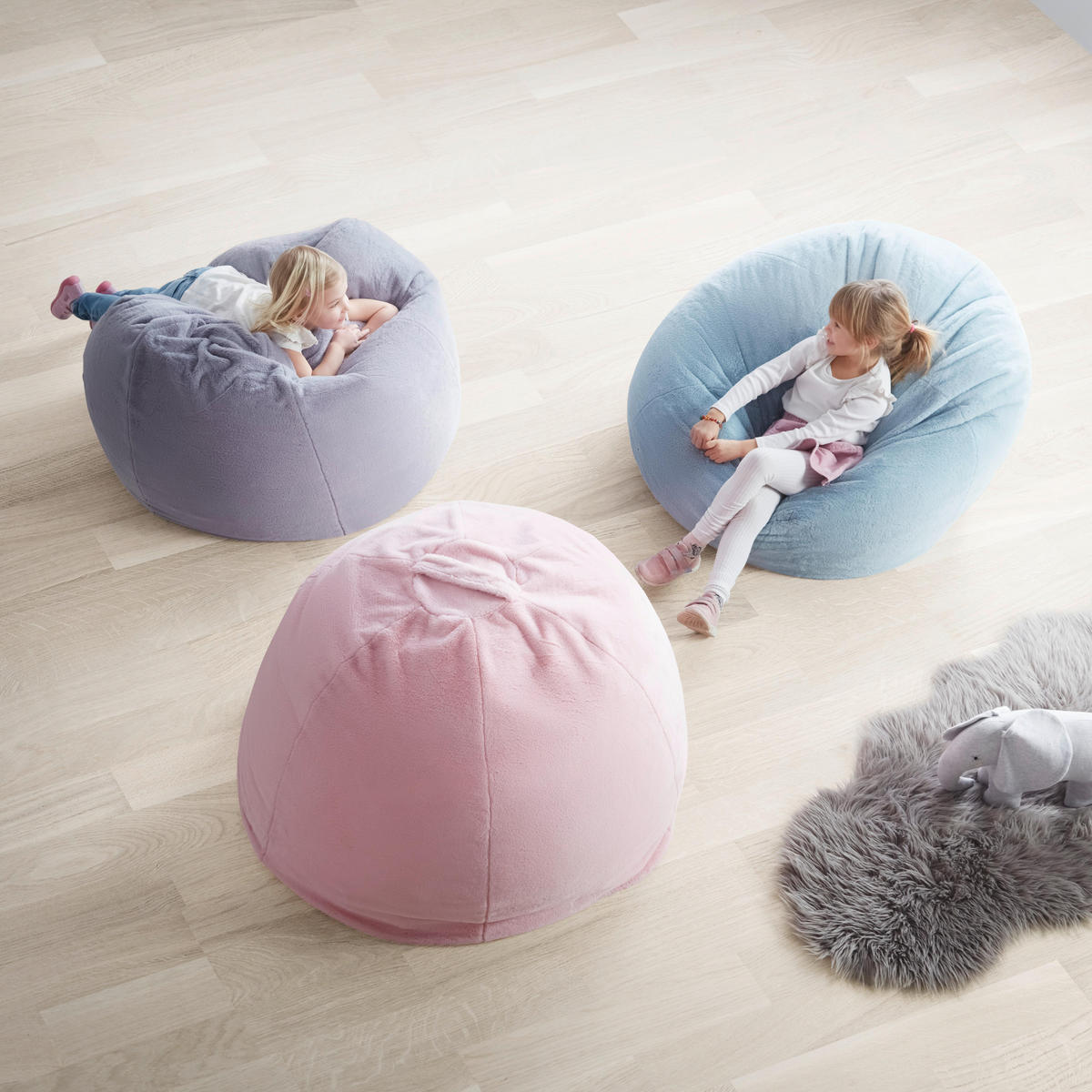 SITZSACK Mario Blau Samt - Blau, Textil (64/1/114cm)
