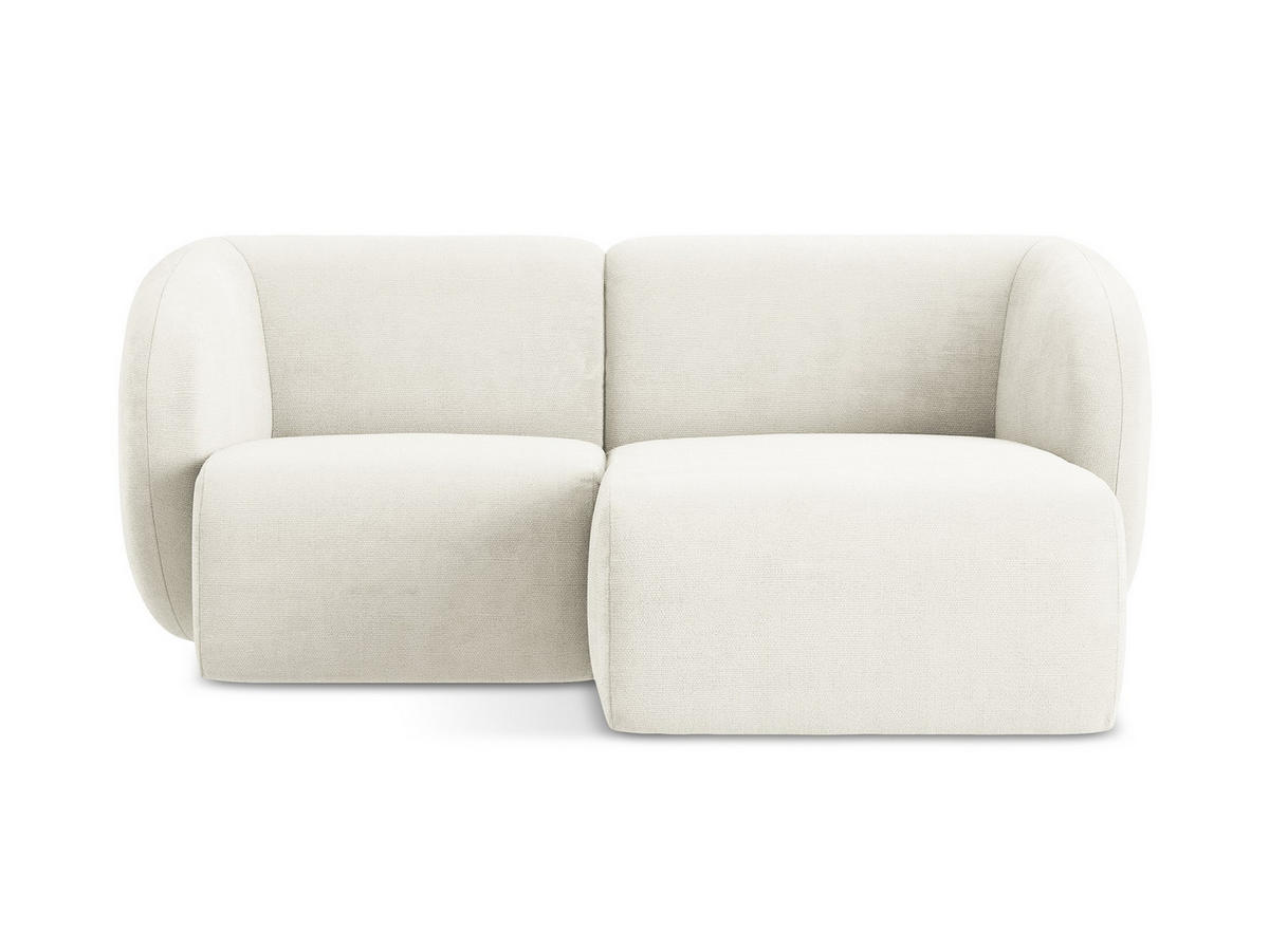 ECKSOFA Rechts Chenille Stoff Weiß - Schwarz/Weiß, Holzwerkstoff/Kunststoff (178/166cm) - Makamii