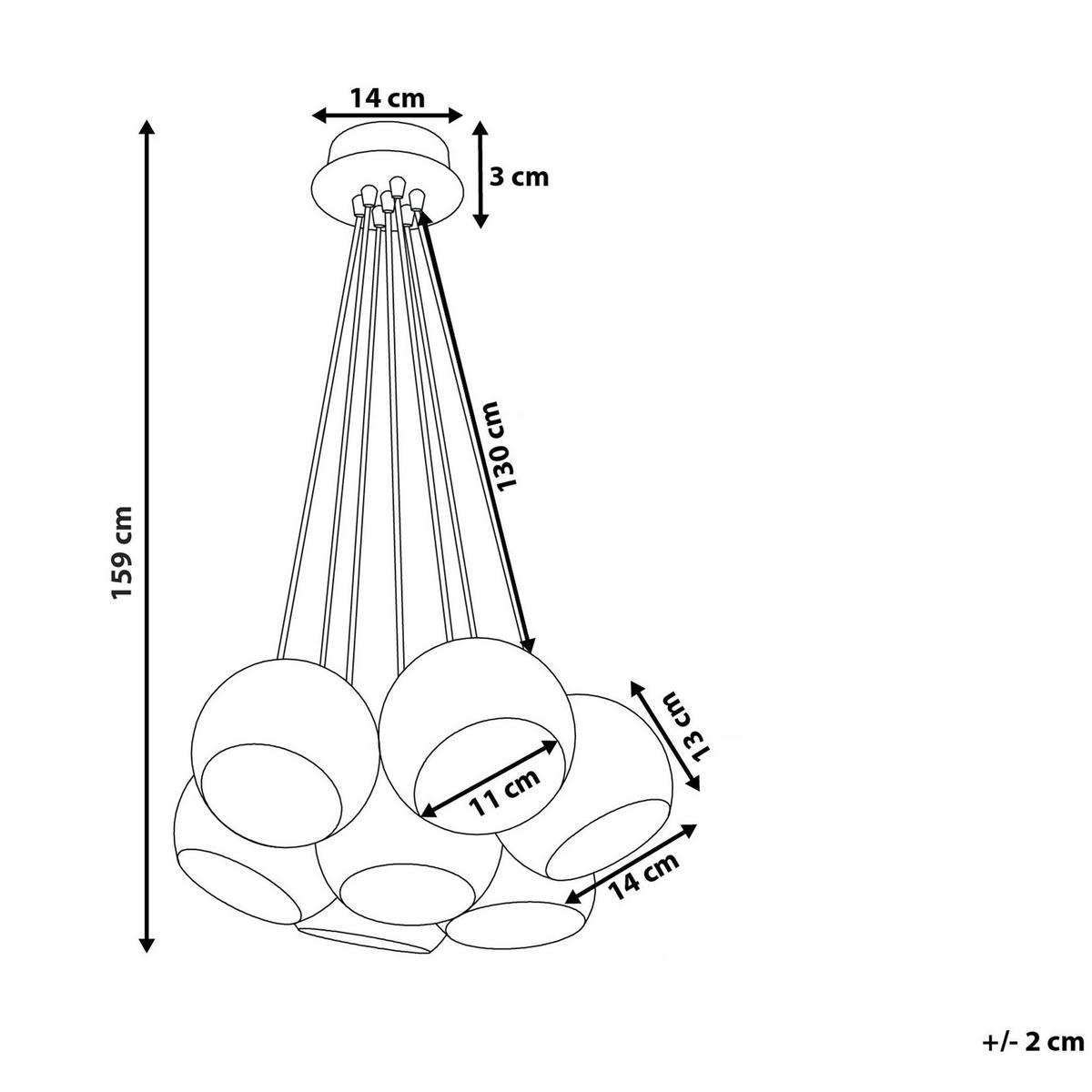 HÄNGELEUCHTE Olza 11/11/159 cm - Silberfarben, Metall (14/14/159cm) - Beliani