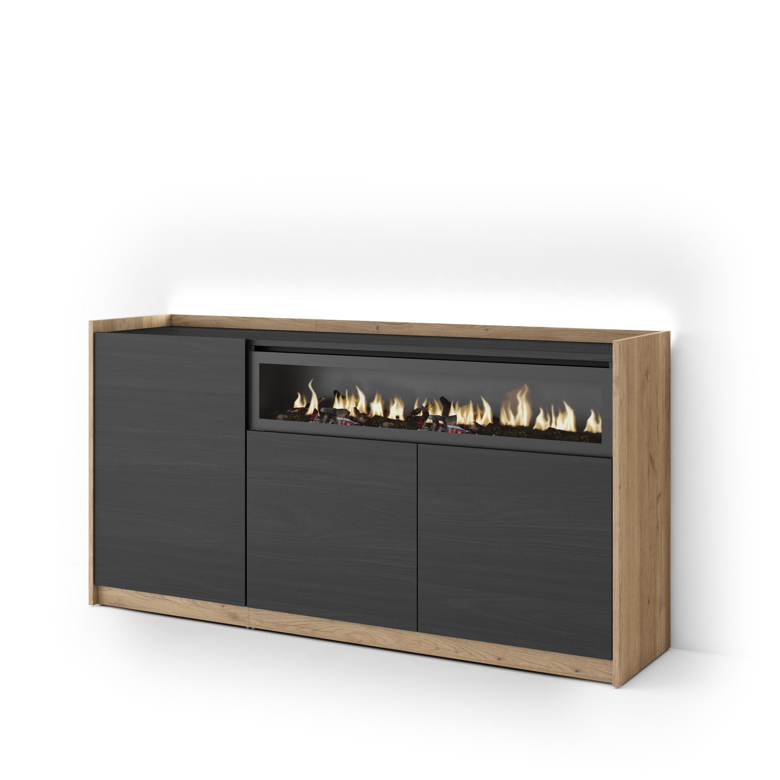 Skraut Home Sideboard, Schwarz 156x80x37 cm