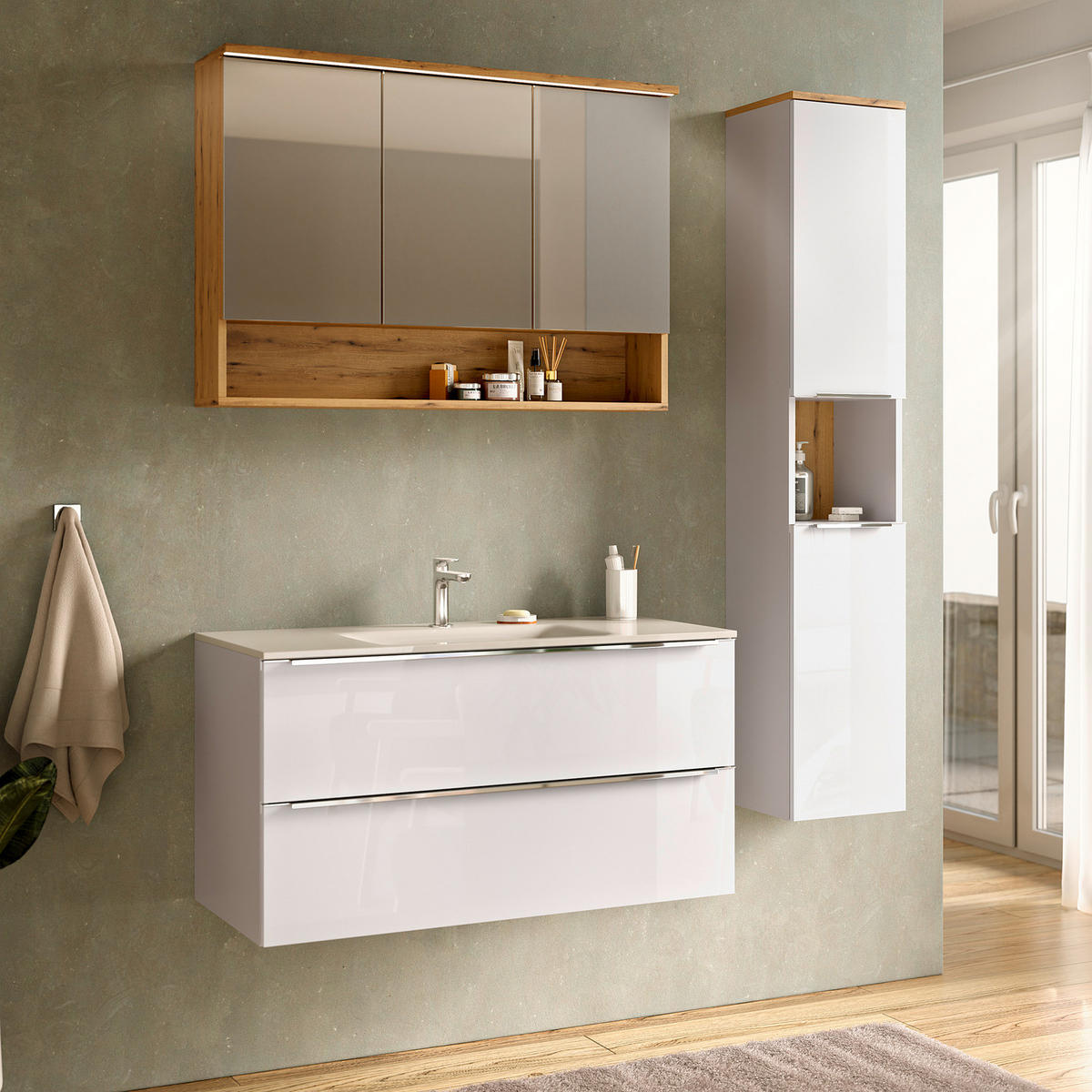 WASCHTISCHUNTERSCHRANK - Ohne Waschbecken - Weiß Hochglanz, Holzwerkstoff (100/54/47cm) - home24
