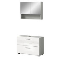 BADMÖBEL-SET 2-teilig weiß Hochglanz, grau 80 cm, Komplettset mit Soft-Close - Weiß Hochglanz/Grau, Glas/Holzwerkstoff (80/190/32cm) - Inn.Furn