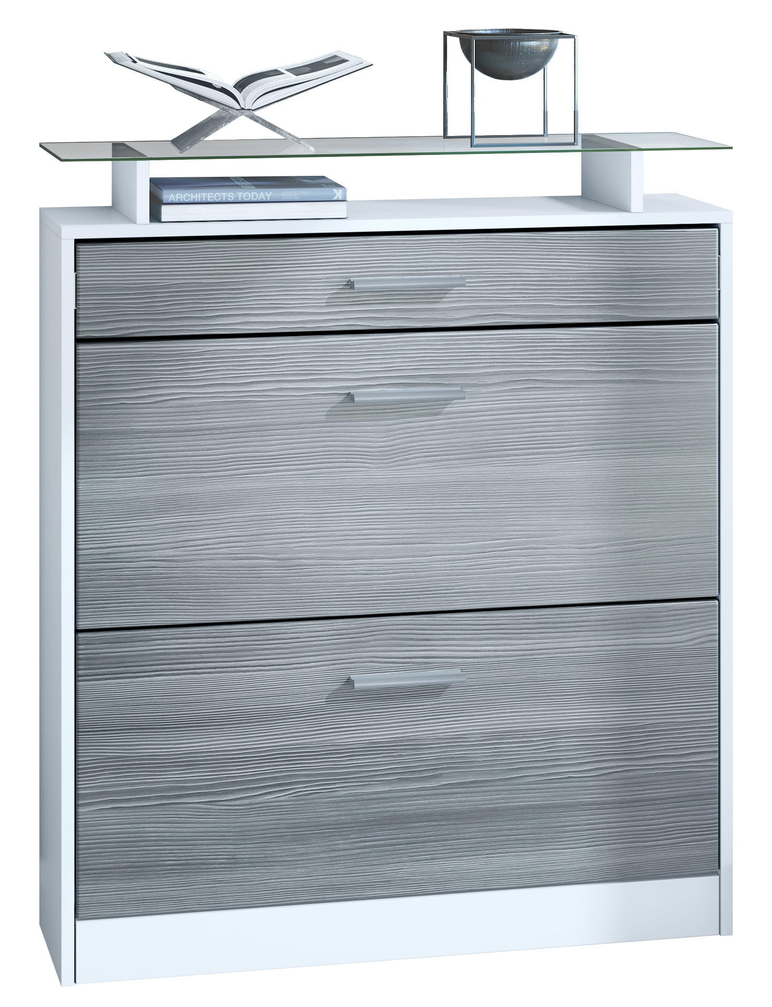 SCHUHSCHRANK Loret Front in Avola-Anthrazit - Anthrazit, Holzwerkstoff (89/104/23cm) - Vladon