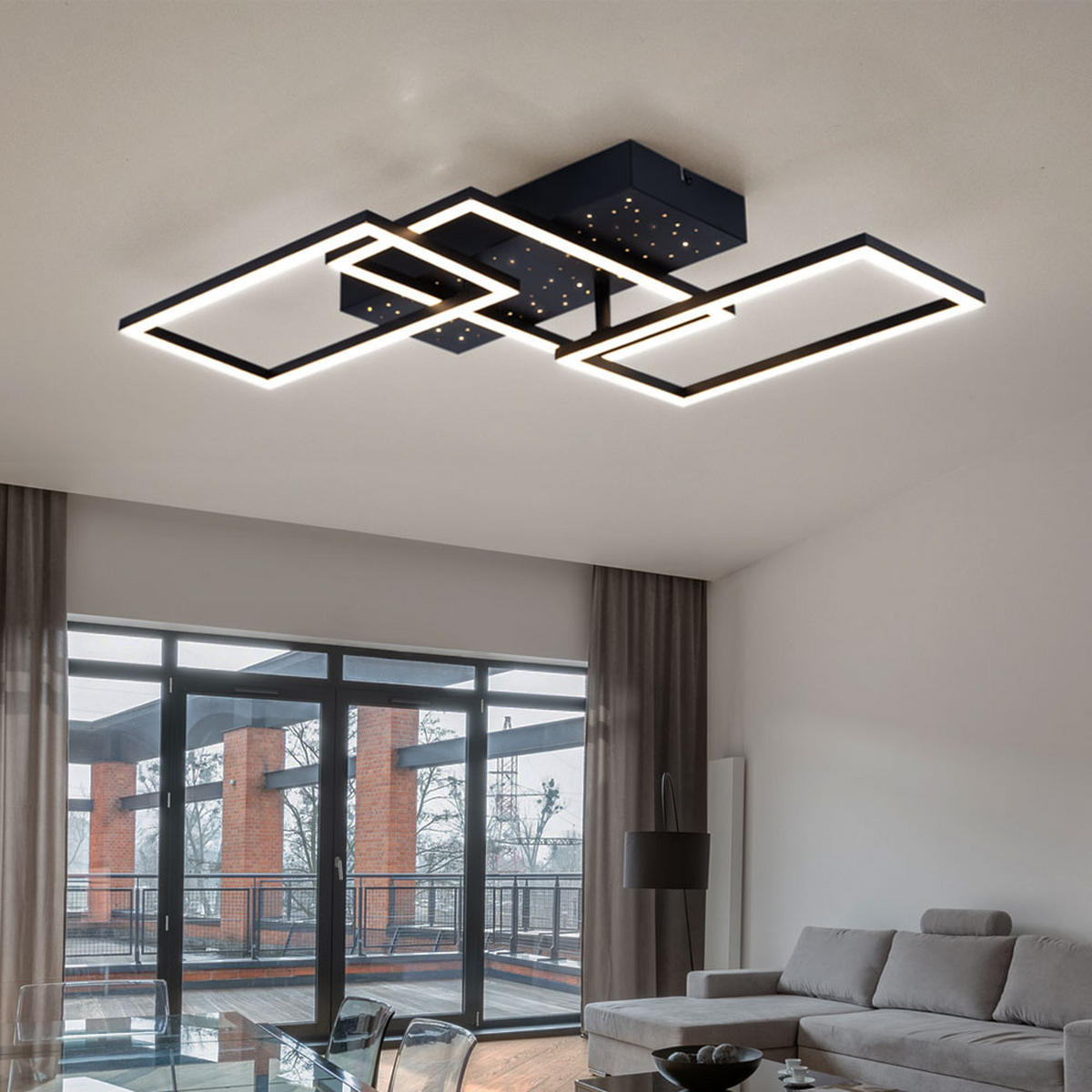 LED DECKENLEUCHTE Metall Schwarz Sterneneffekt - Schwarz, Metall (59/40.5/9.7cm) - Globo Lighting