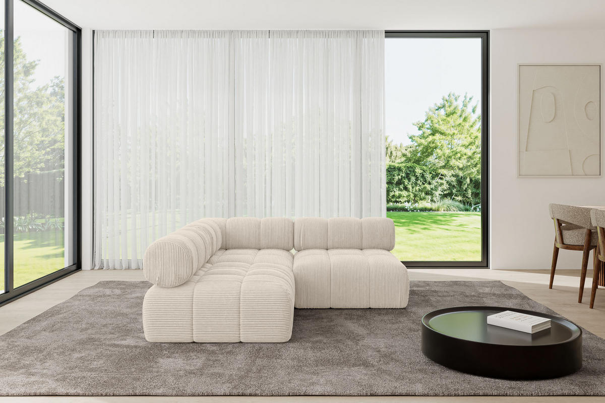 ECKSOFA modulares Sofa Samaro-L1 - 190x190x70 cm Beige Cord - Beige, Holzwerkstoff/Textil (190/190cm) - ALTDECOR