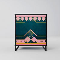 SIDEBOARD ROYAL COMPOSITION, Schwarz, 57,5x42x67,5 cm, Schwarze Metall-Rahmenfüße - Multicolor/Schwarz, Holzwerkstoff/Metall (57.5/67.5/42cm) - SpaceRebels