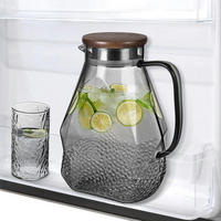 GLASKARAFFE 1.8L mit Deckel für Kühlschranktür Schwarz - Transparent, Glas (8/8cm)