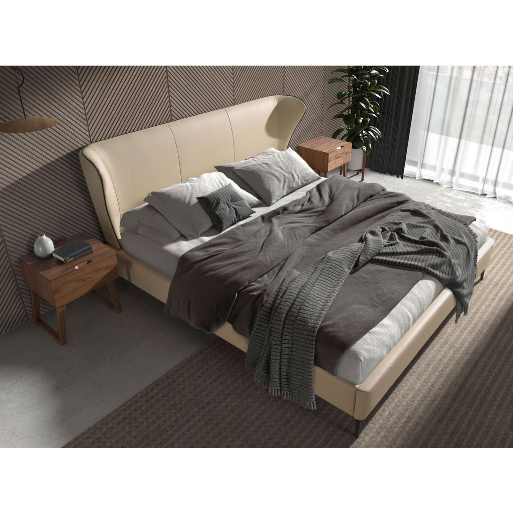 Thumbnail - Angel Cerda Bett, Creme, Schwarz, Leder, 180x200 cm, Schlafzimmer, Betten