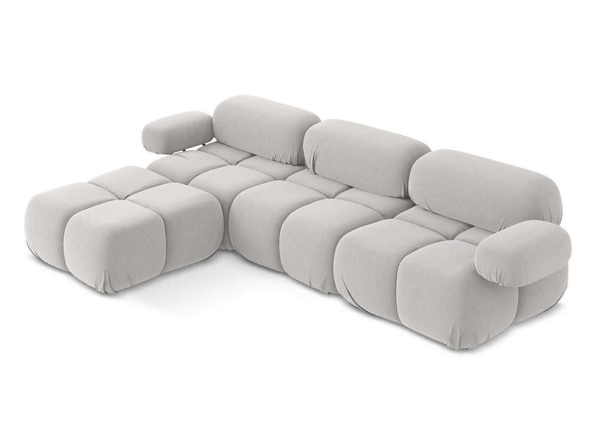 ECKSOFA Beidseitig Samt Stoff Grau - Silberfarben/Schwarz, Kunststoff/Textil (285/191cm) - Makamii