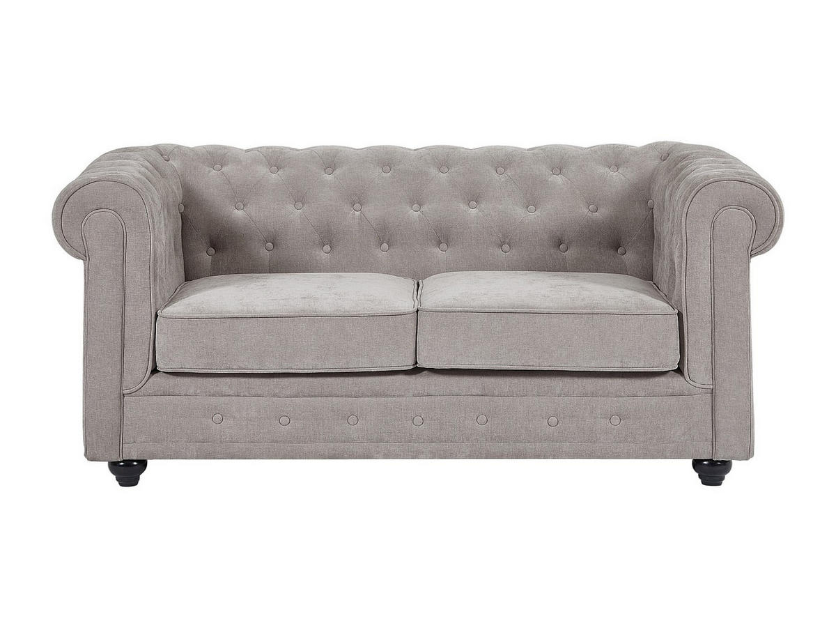 2-SITZER-SOFA - Stoff - Grau - CHESTERFIELD - Grau, Textil (168/72/88cm) - Vente-Unique