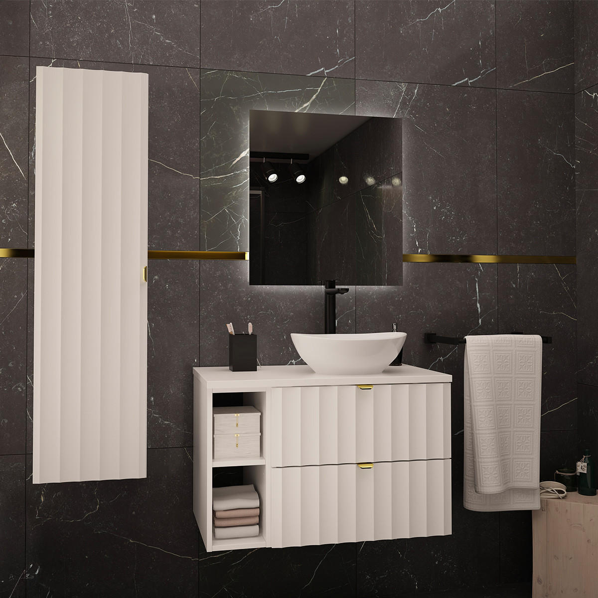 WASCHTISCHUNTERSCHRANK 80.6cm Lexa Weiß - Weiß, Holzwerkstoff (80.6/52.2/46.5cm) - Petits-meubles