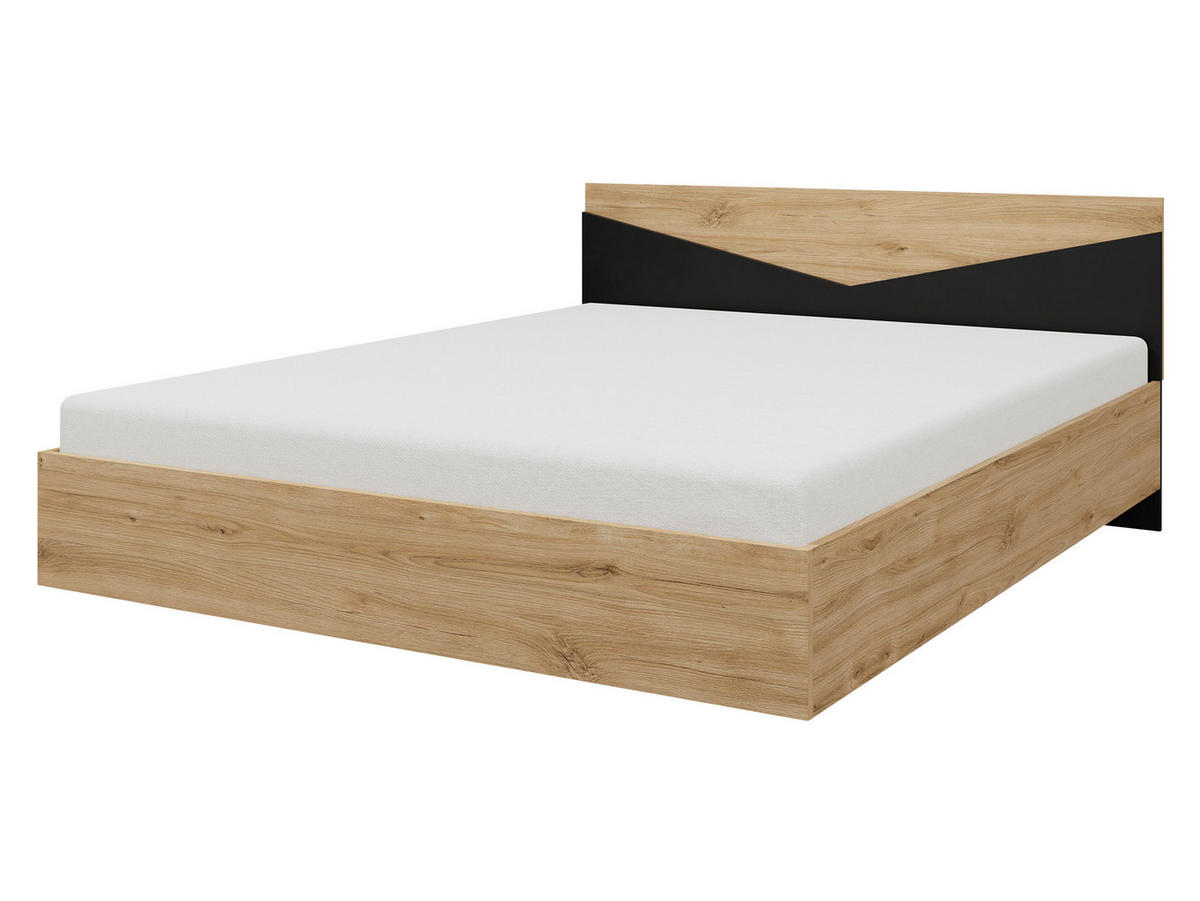 DOPPELBETT Aston 08 - Eichefarben/Schwarz, Holzwerkstoff (160/200cm) - MIRJAN24