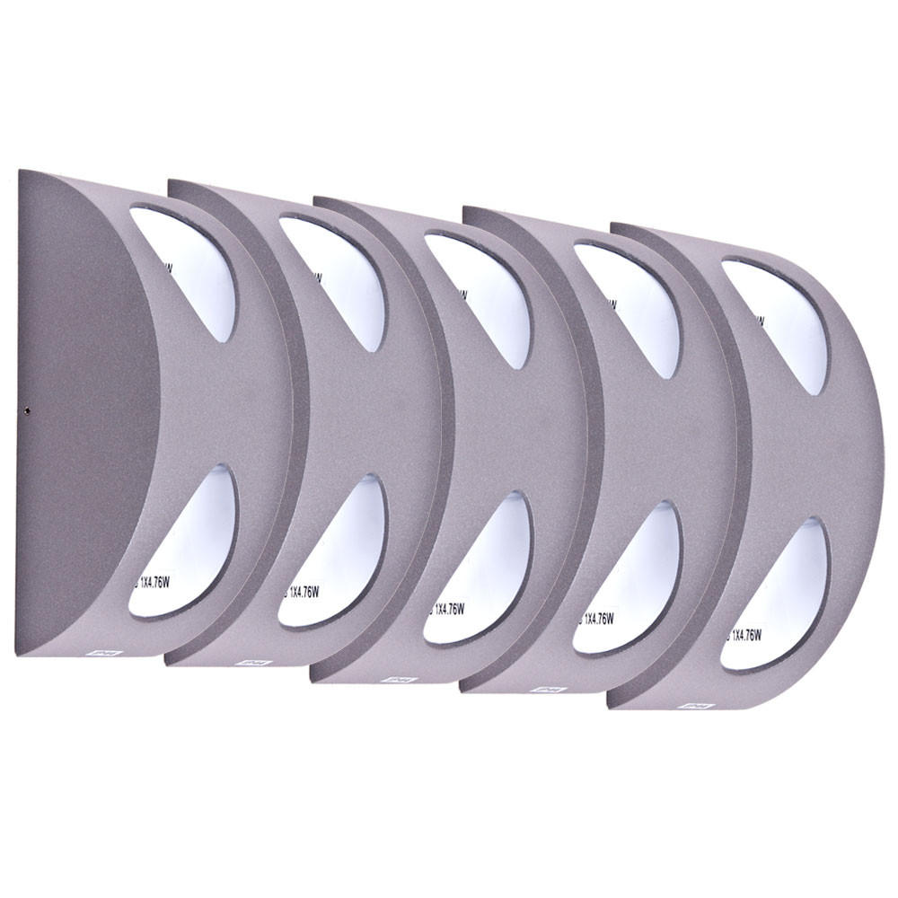 LED AUßEN-WANDLEUCHTE Alu Silber Weiß 5er Set - Silberfarben, Metall (7/19/8cm)